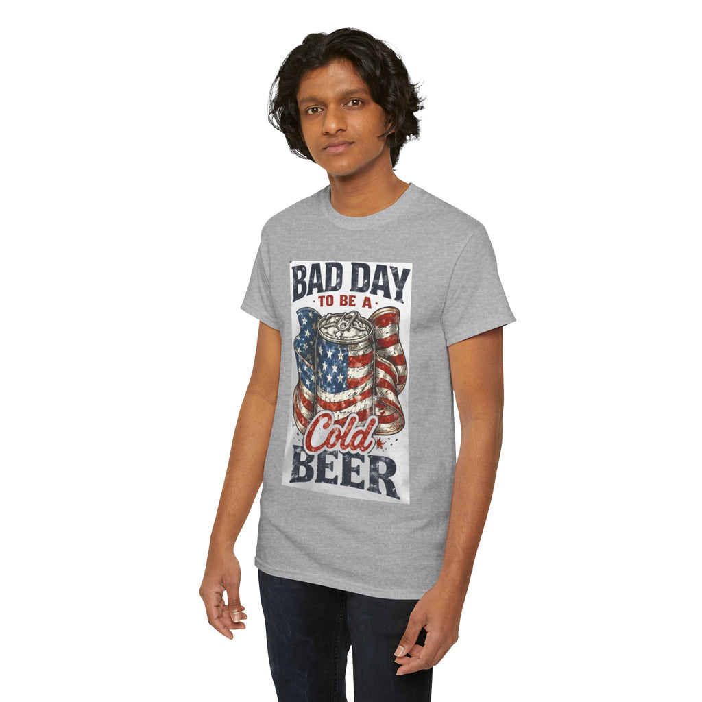 Bad Day to Be a Cold Beer T-Shirt — American Flag Beer Can Graphic Tee