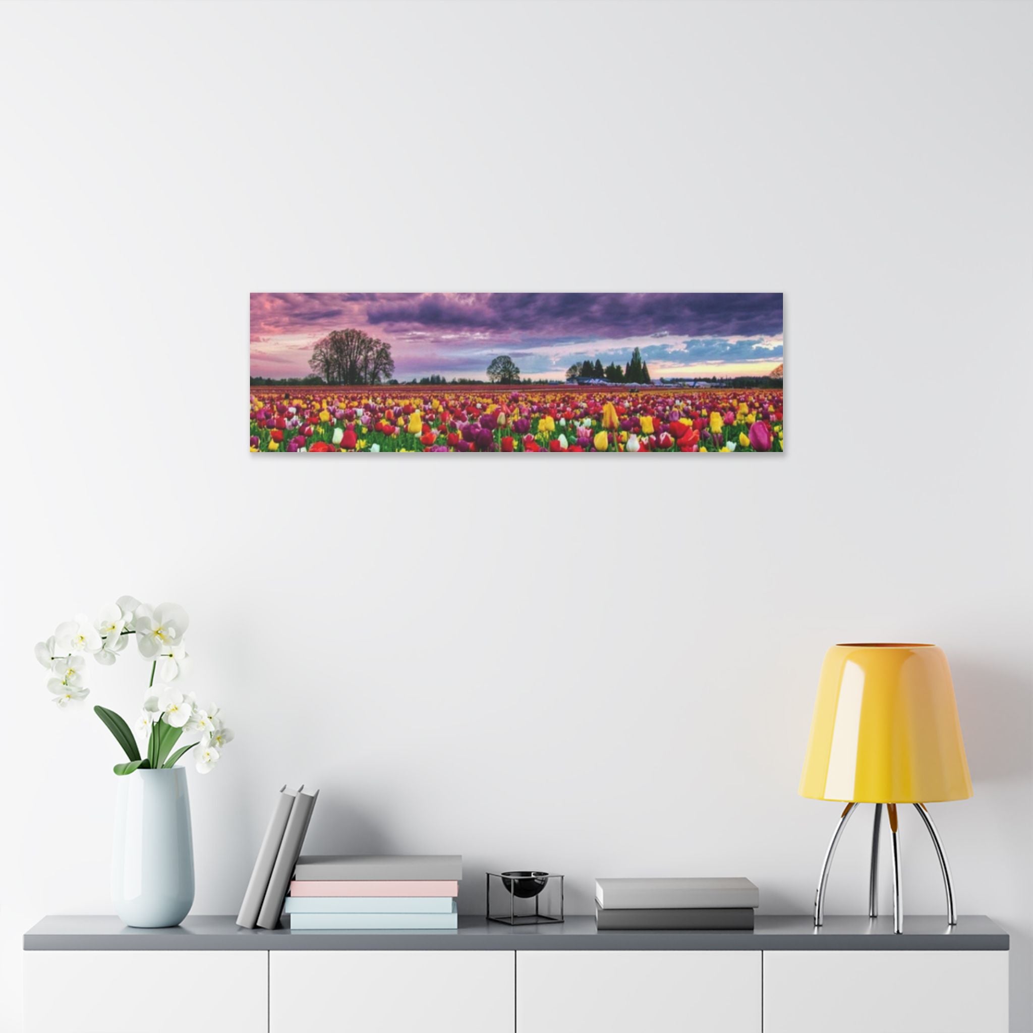 Tulip Field Sunset Canvas Print