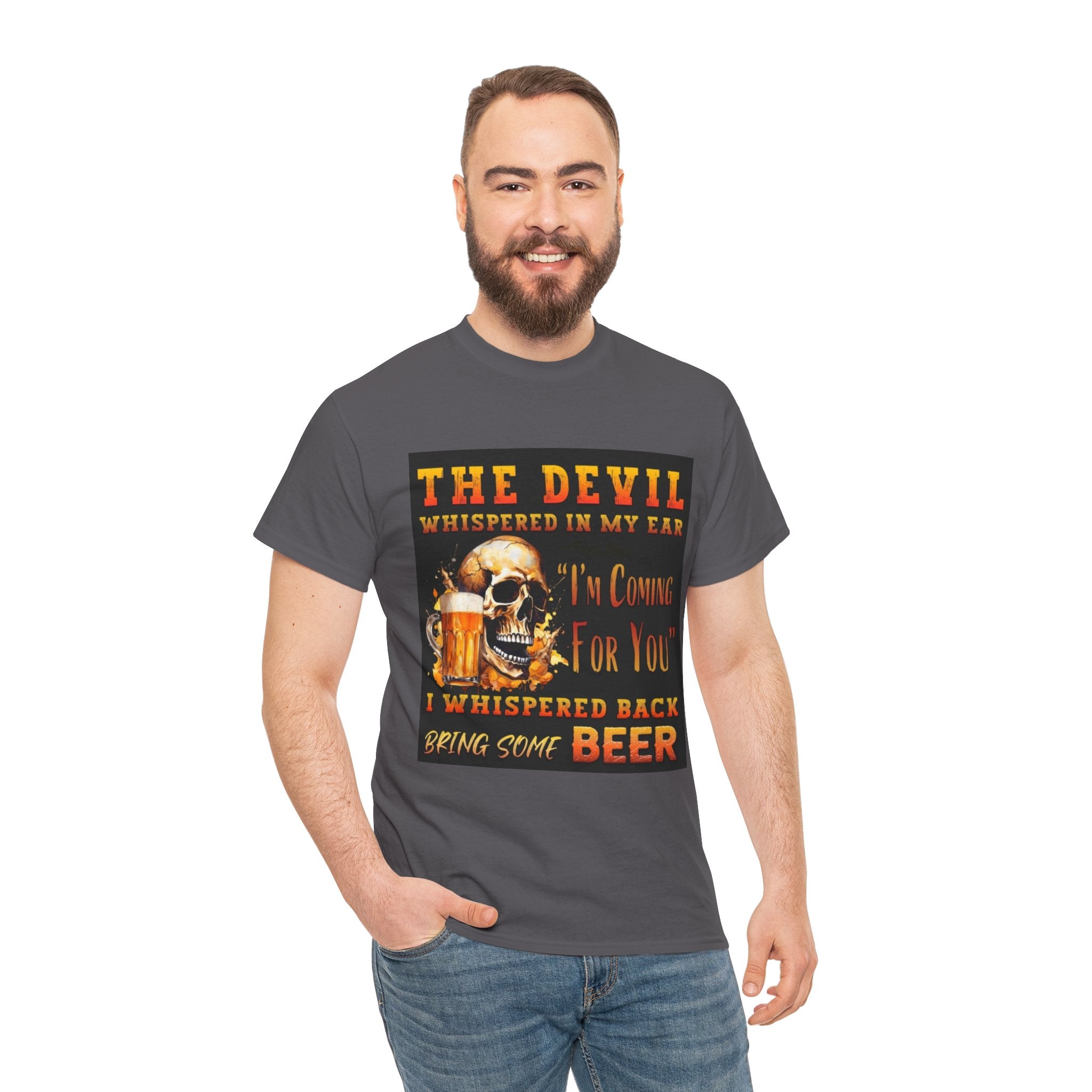 Devil Whispered T-Shirt — “I’m Coming For You” Skull Beer Graphic Tee