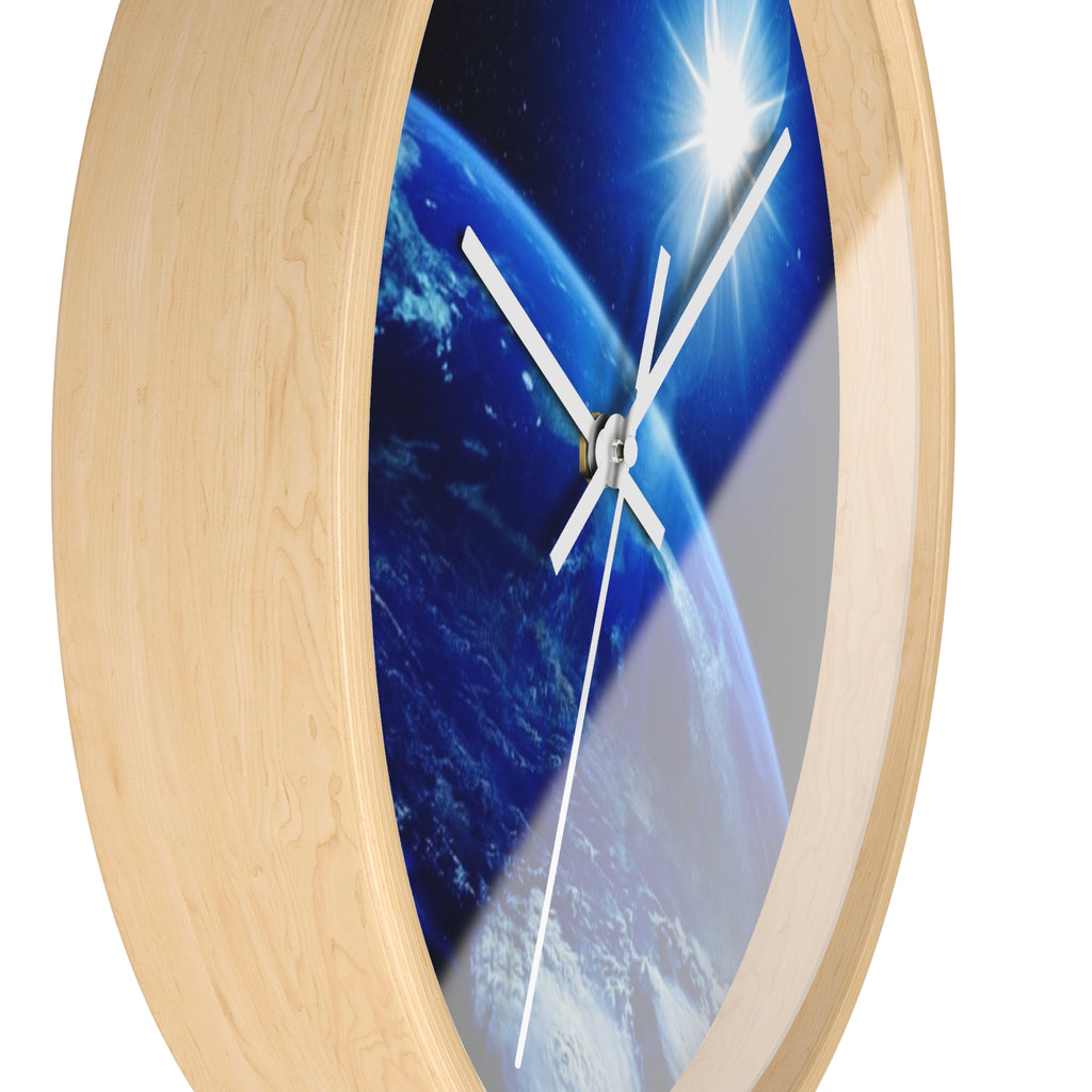 Solar Sunrise Earth Wall Clock — Blue Space Orbit Décor