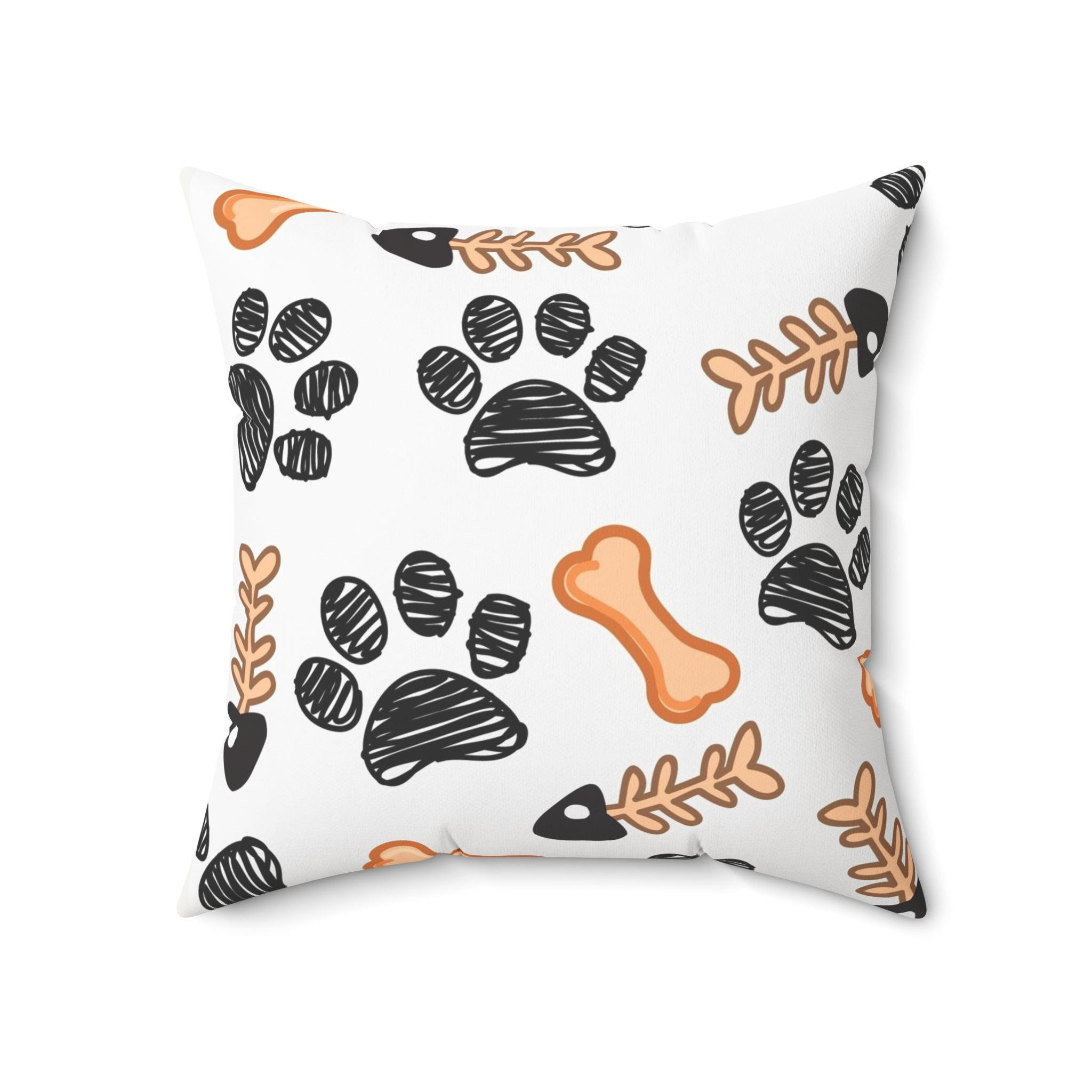 Dog Paw & Bones Decorative Throw Pillow — Pet Lover