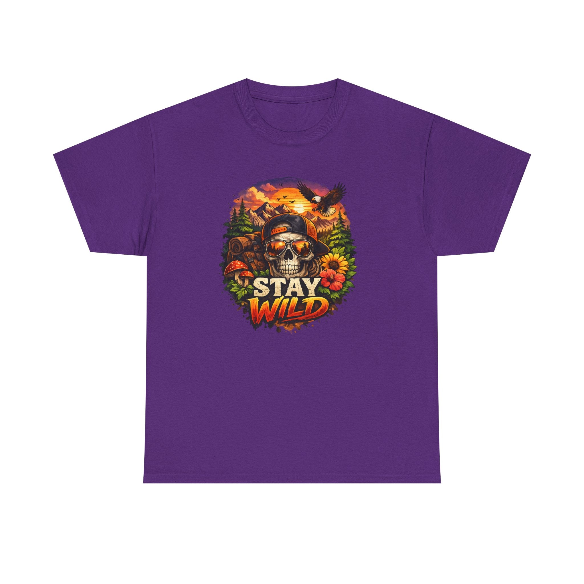 Stay Wild Skull Tee — Vintage Sunset Skull & Sunflower Graphic T-Shirt