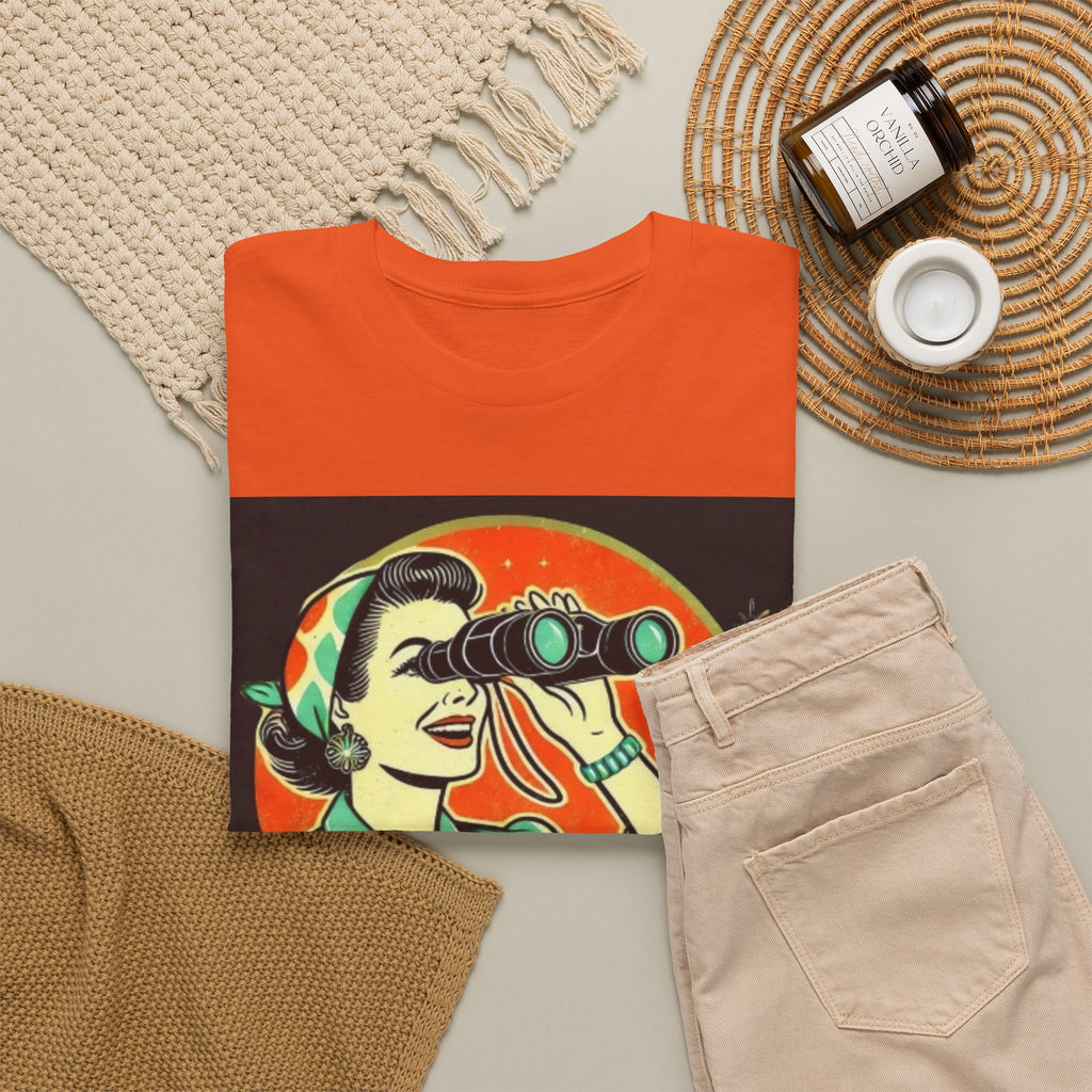 Graphic Tee — "Oh, Look! Nobody Gives a Shit" Retro Binoculars Design