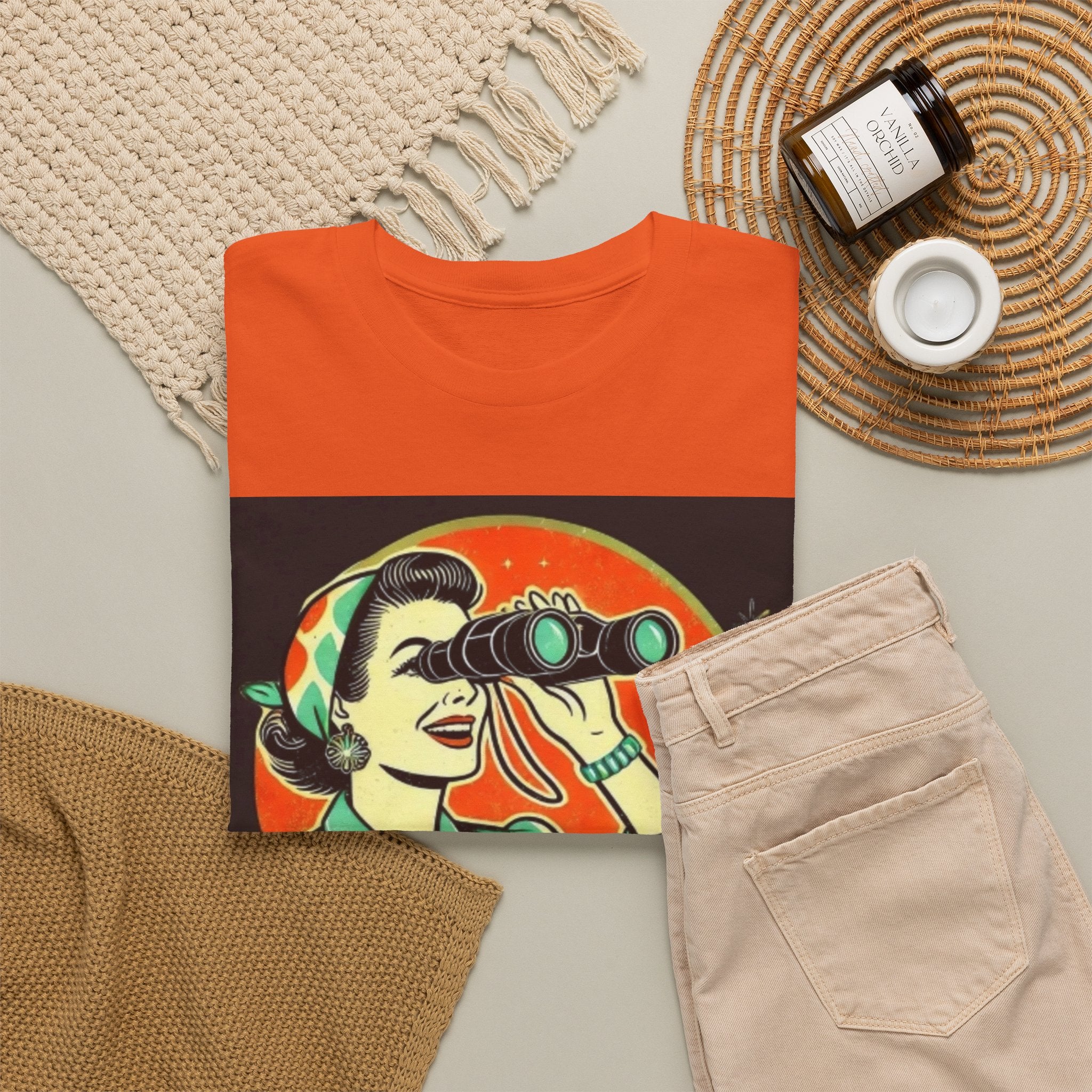 Graphic Tee — "Oh, Look! Nobody Gives a Shit" Retro Binoculars Design