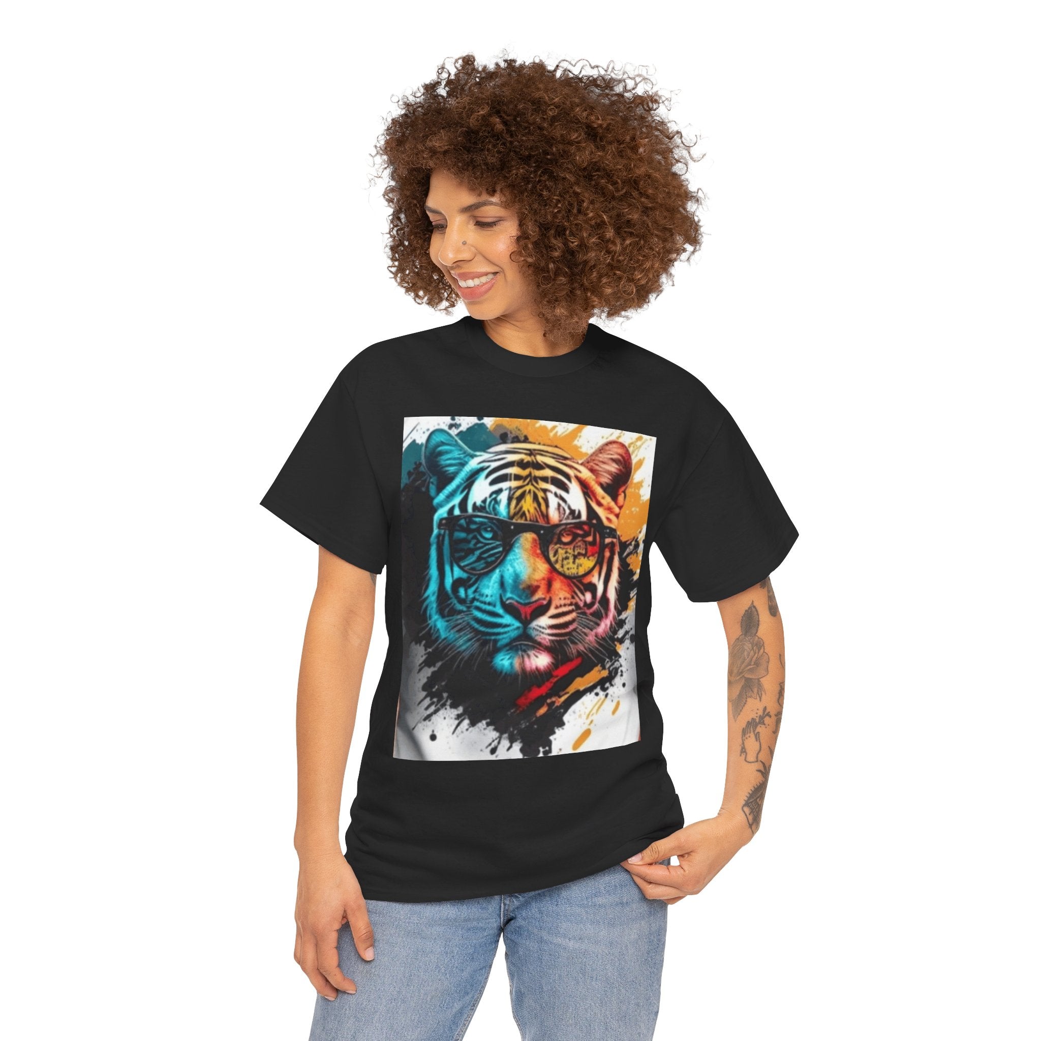 Tiger Portrait T-Shirt — Colorful Abstract Tiger Face Tee