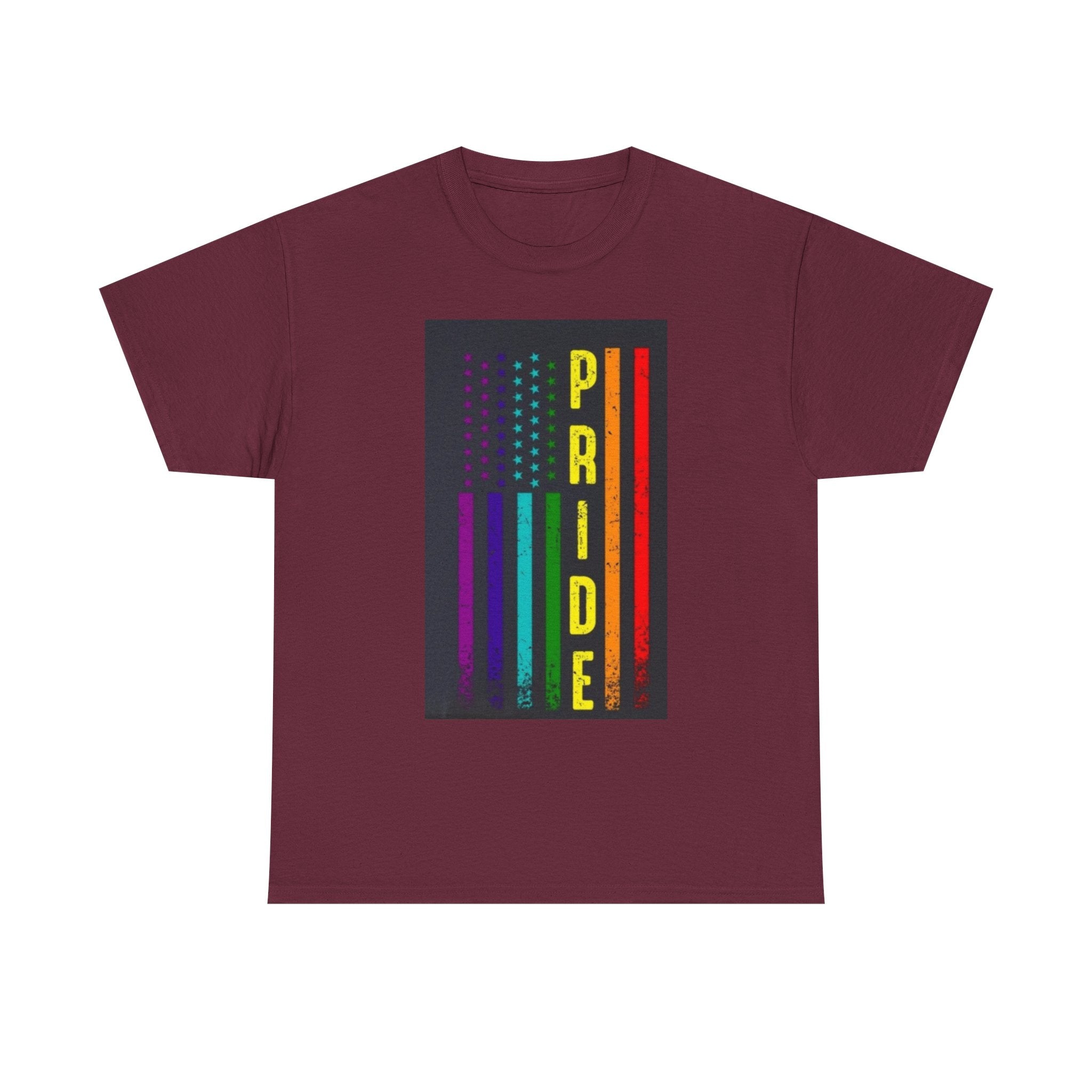 Pride Rainbow Flag Tee — Vertical "PRIDE" Graphic T-Shirt