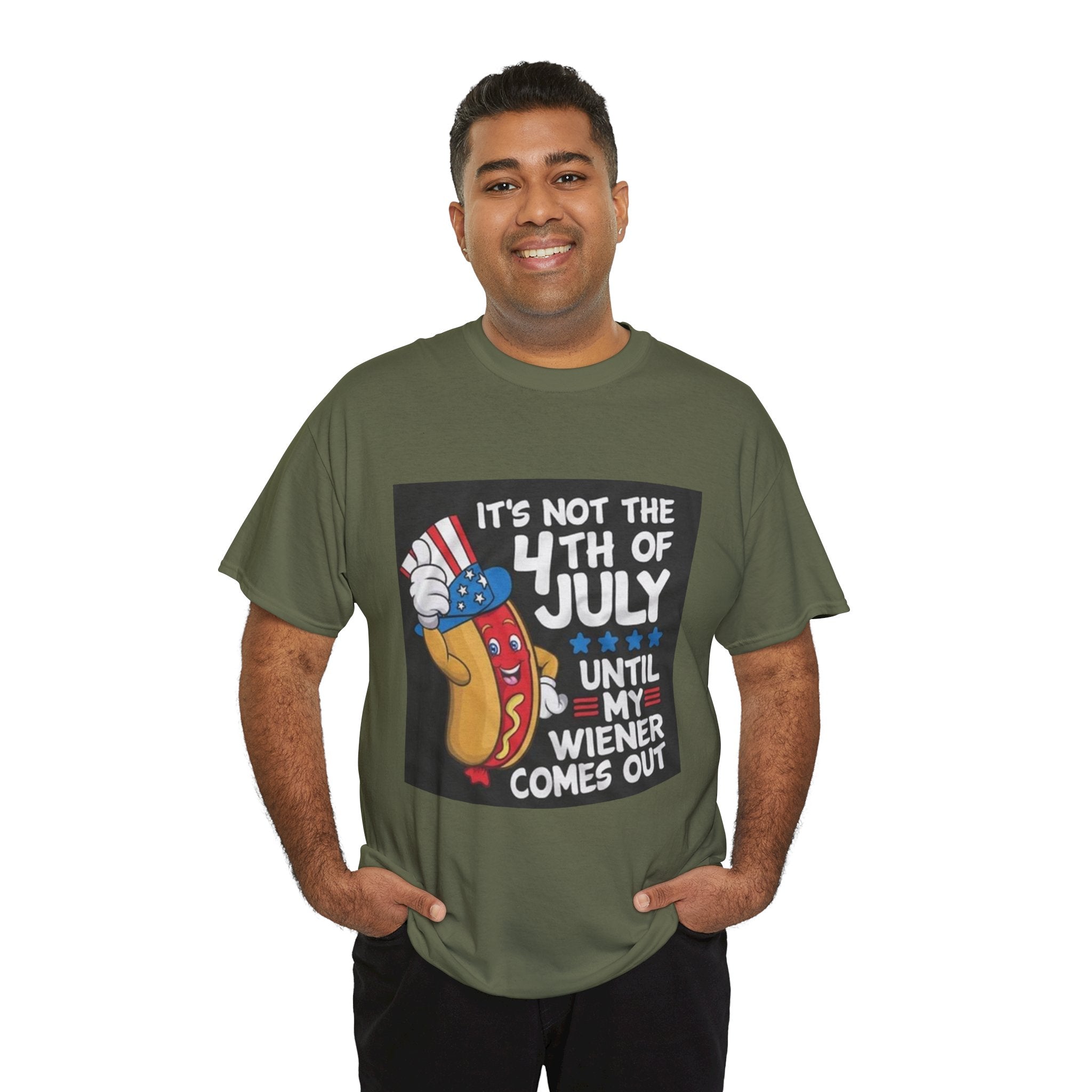 4th of July Funny Hot Dog T-Shirt — "It's Not the 4th of July Until My Wiener Comes Out"