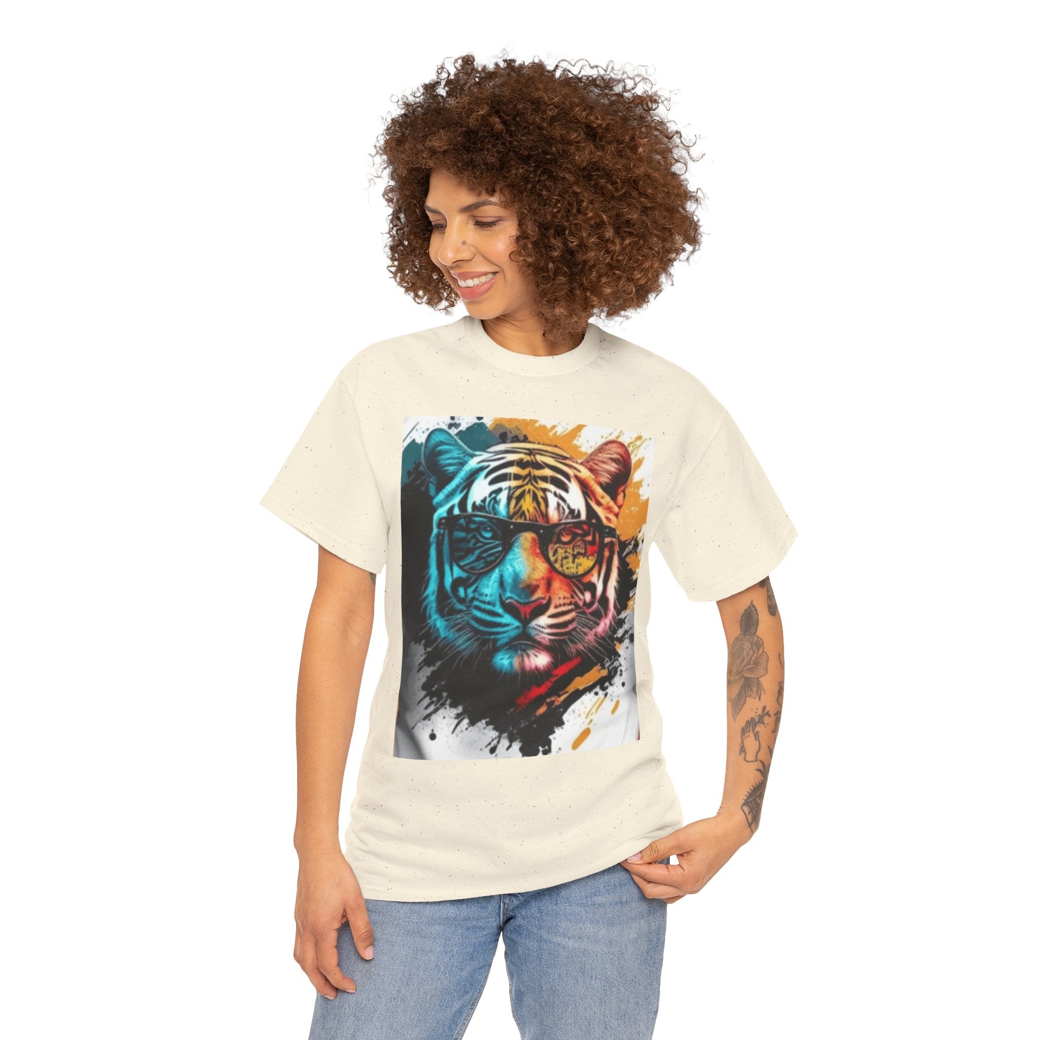 Tiger Portrait T-Shirt — Colorful Abstract Tiger Face Tee