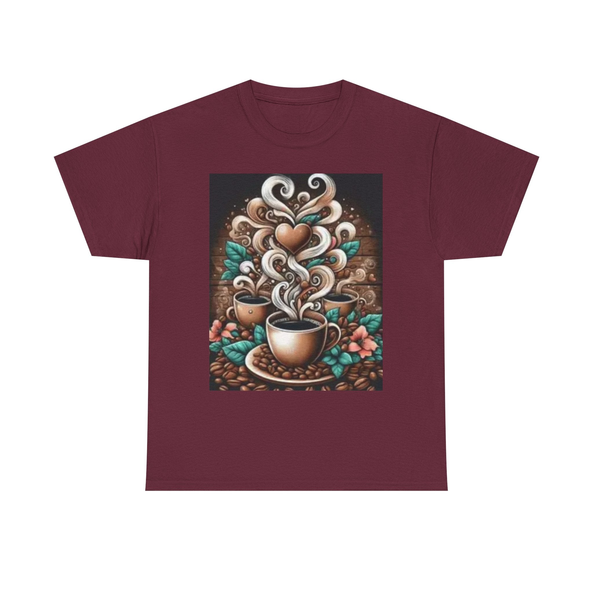 Coffee Cup T-Shirt — Whimsical Steaming Heart Coffee Design