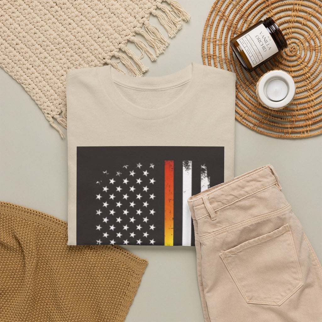 LGBTQ+ Pride Flag T‑Shirt — Distressed American Flag with Rainbow Stripe
