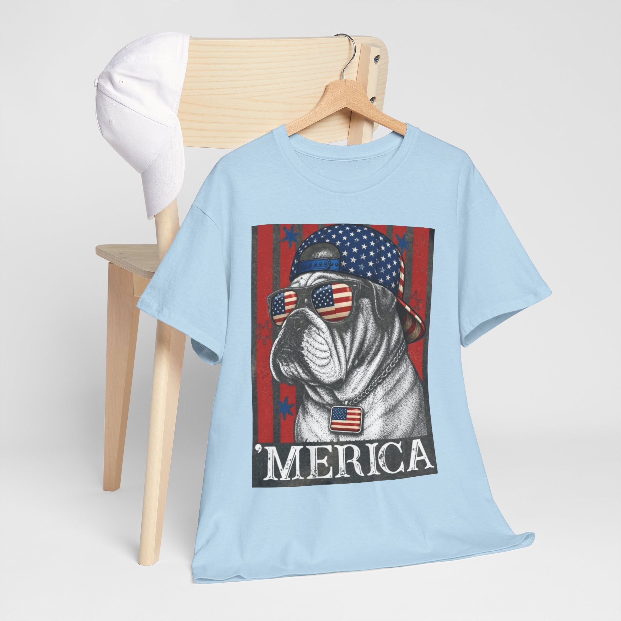 'Merica Bulldog T-Shirt — Patriotic American Flag Tee for Fourth of July