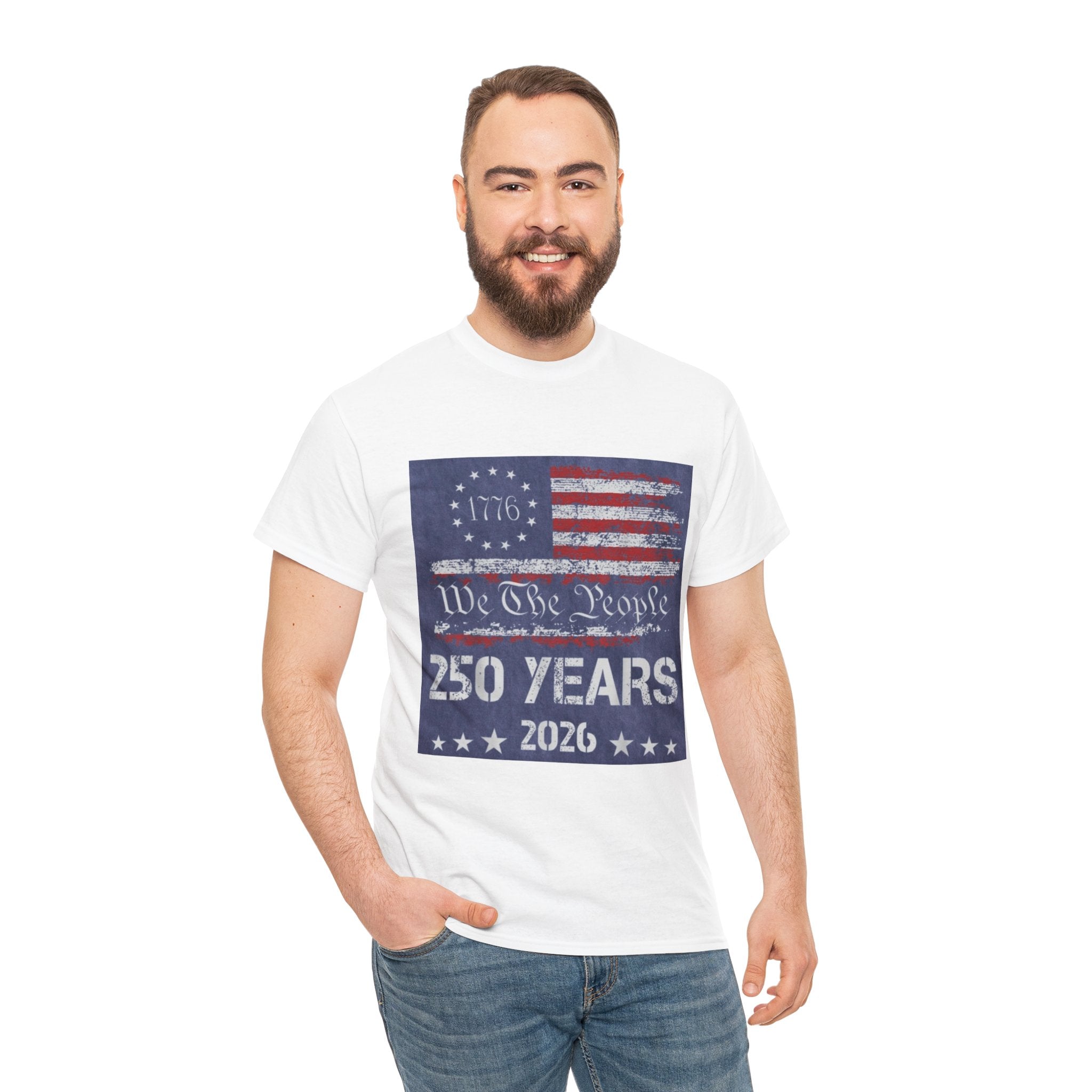 T-Shirt — Vintage 'We The People 250 Years 2026' Patriotic American Flag Tee