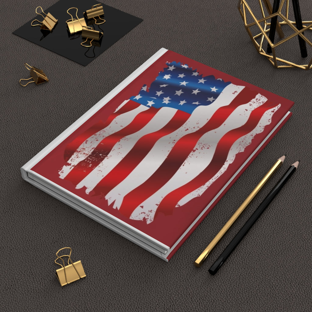 American Flag Hardcover Journal — Patriotic Notebook for Veterans, July 4th, Memorial Day