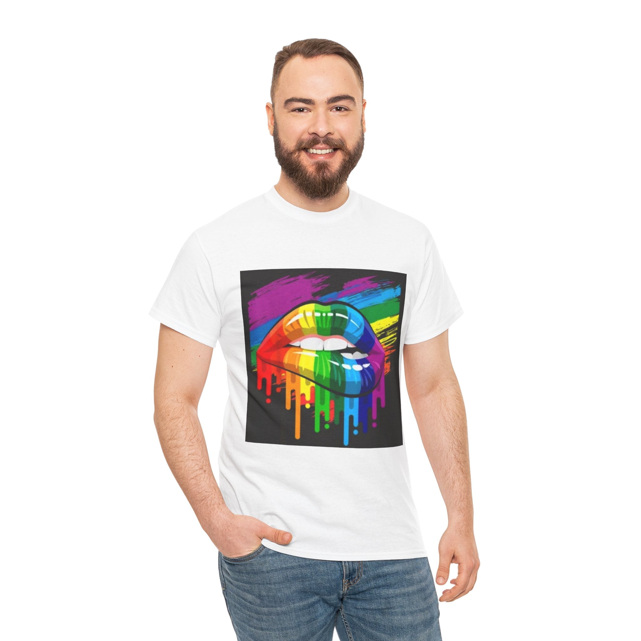 T-Shirt — Rainbow Drip Lips Pride Graphic Tee