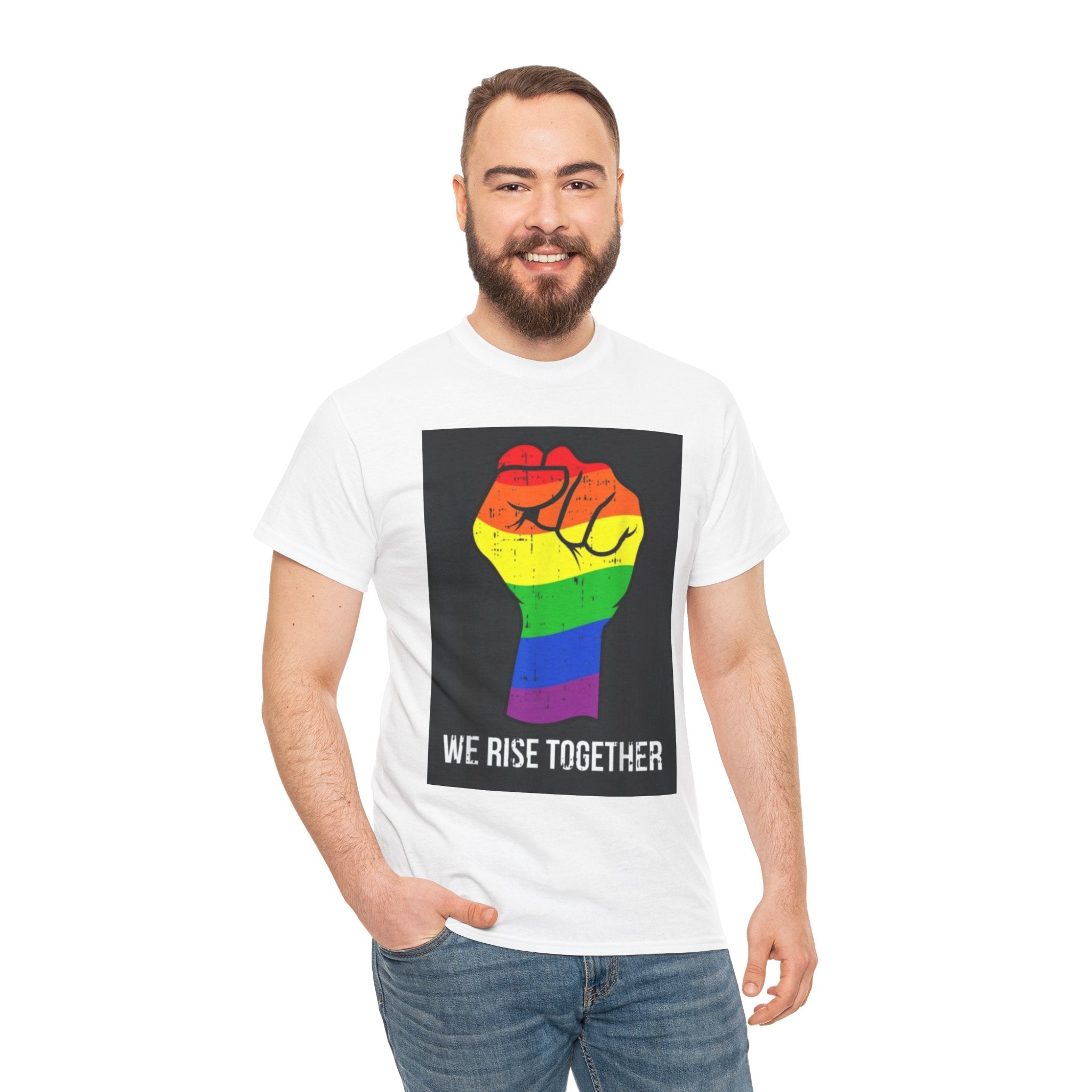 We Rise Together Rainbow Fist T-Shirt