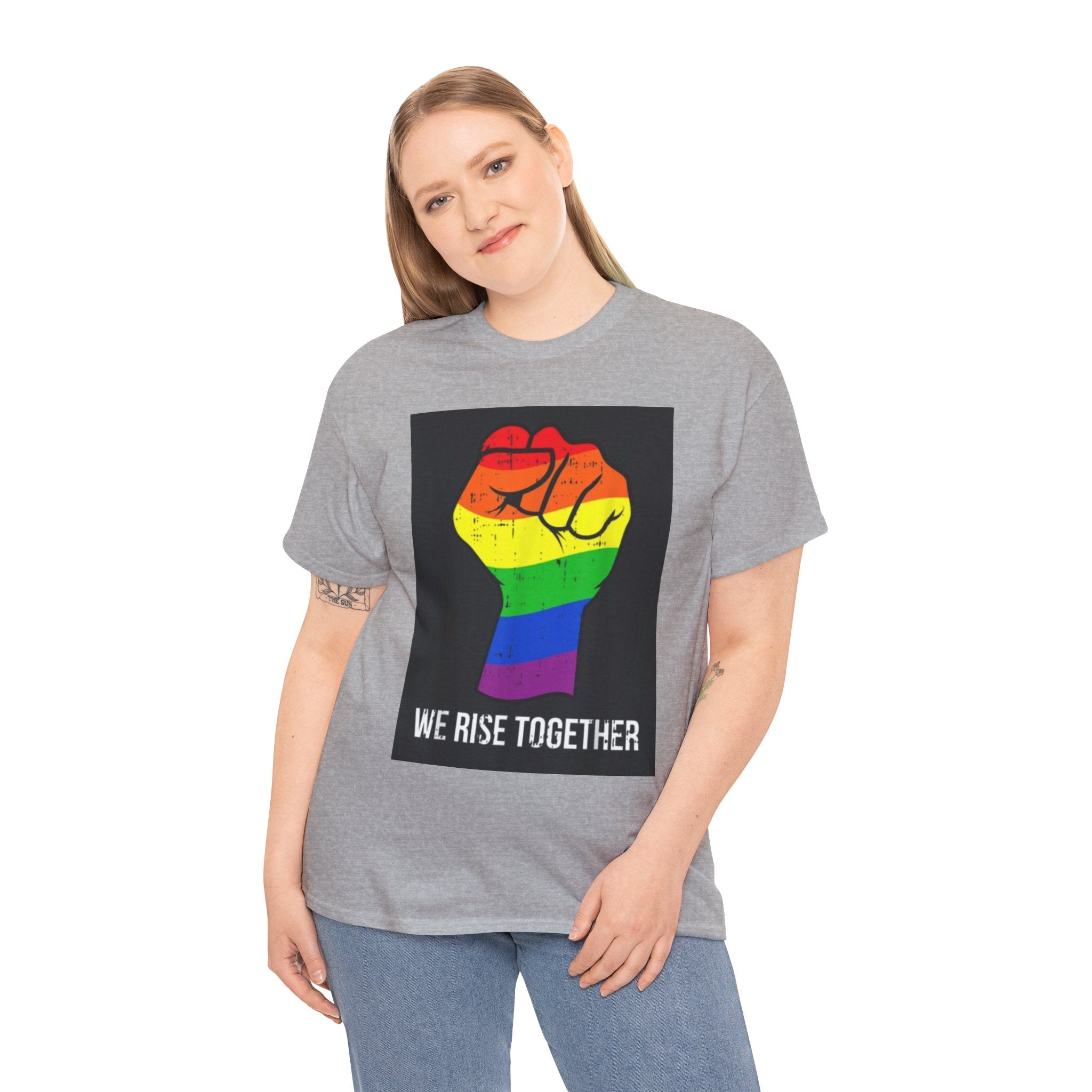 We Rise Together Rainbow Fist T-Shirt