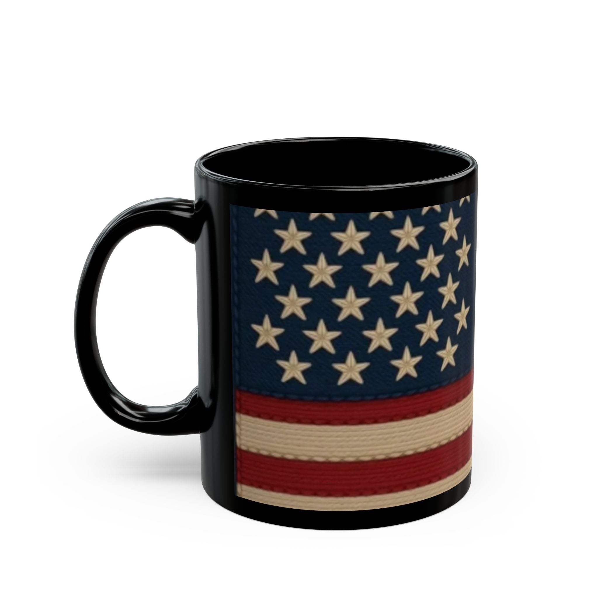 American Flag Vintage Black Mug — Patriotic Stars & Stripes Coffee Cup (11oz/15oz)