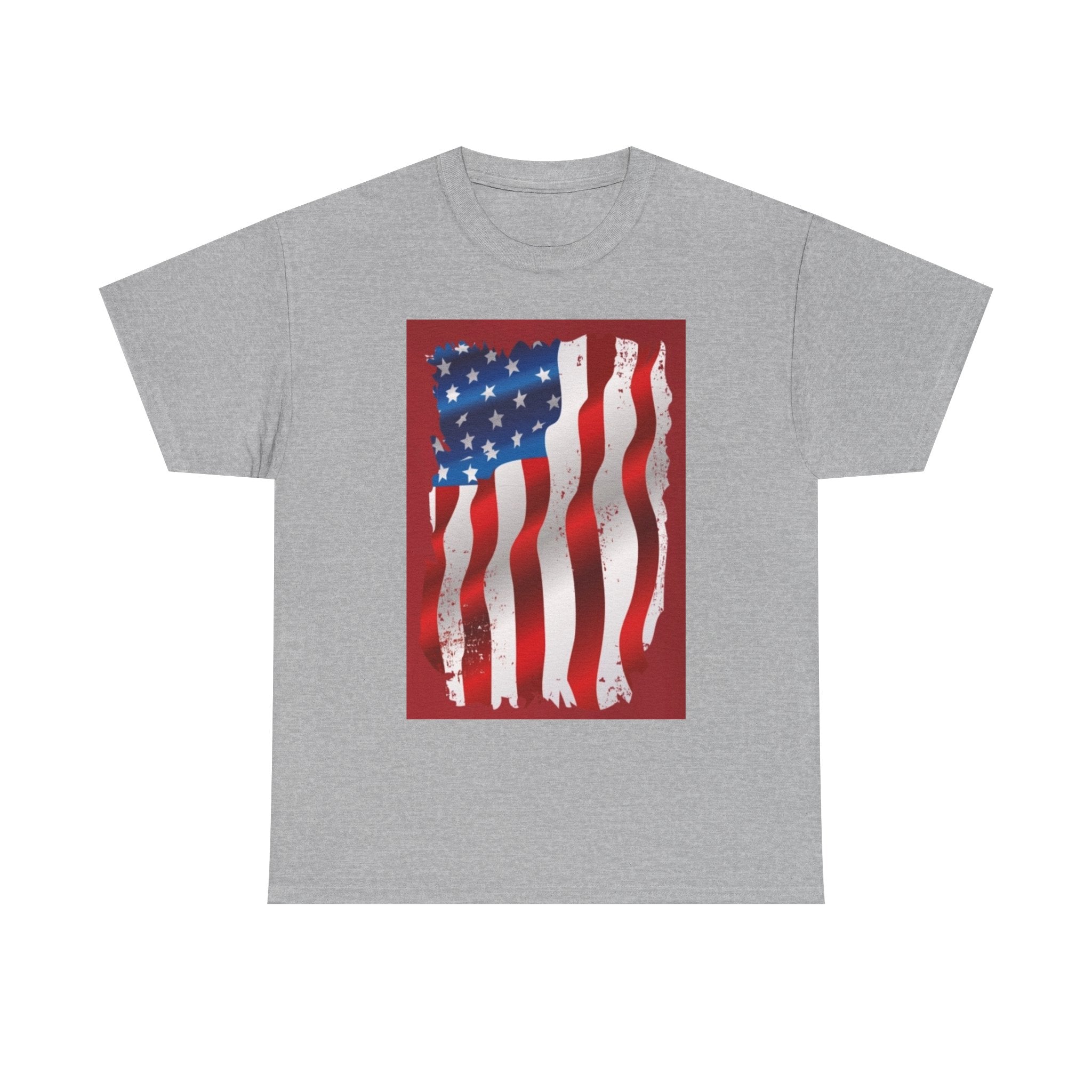 American Flag Graphic Tee — Distressed Wavy Stars & Stripes