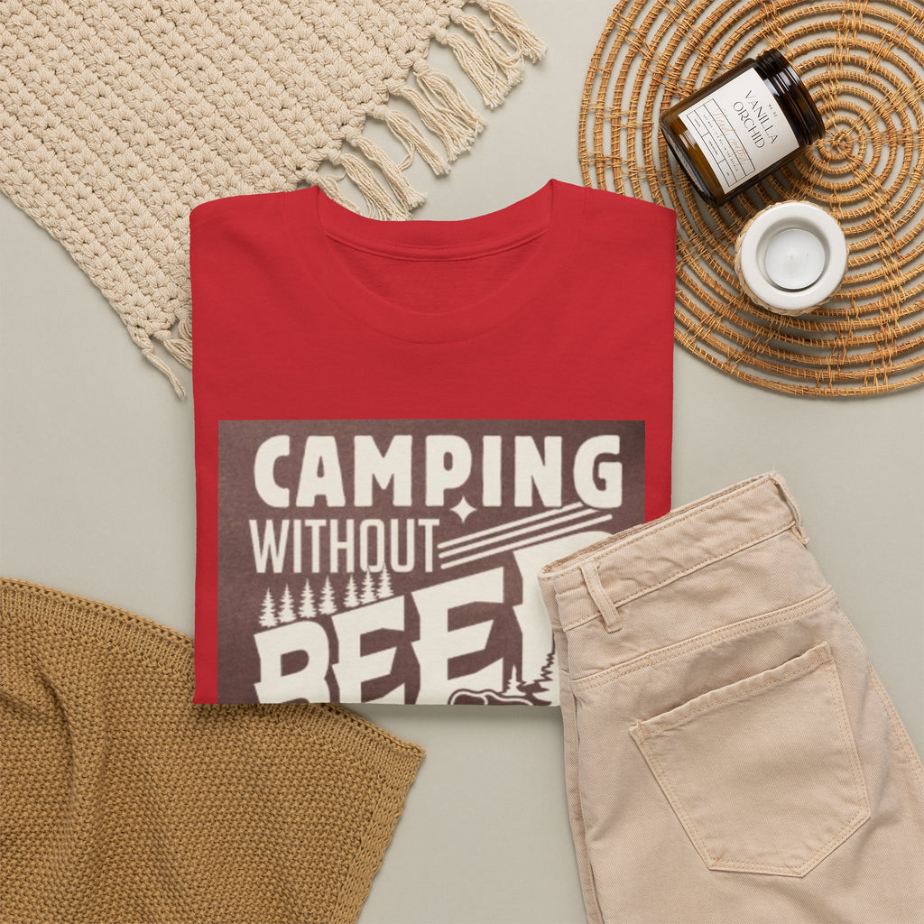 Camping Beer T-Shirt — "Camping Without Beer Is Just Sitting in the Woods" Outdoor Campfire Tee