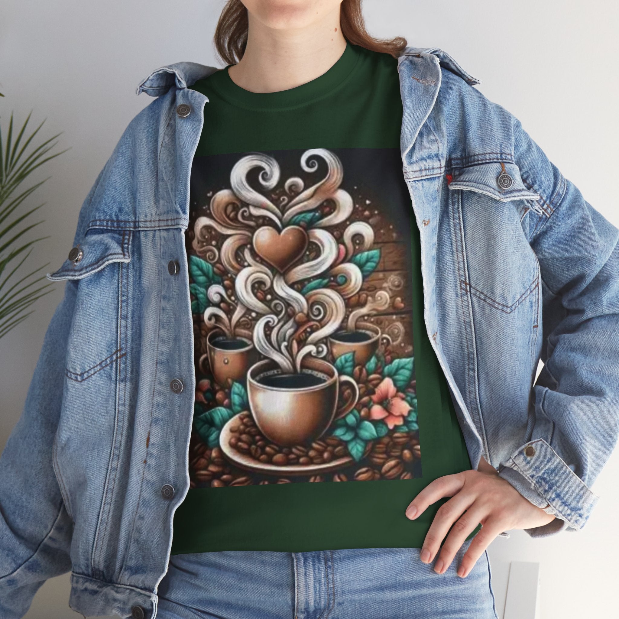 Coffee Cup T-Shirt — Whimsical Steaming Heart Coffee Design