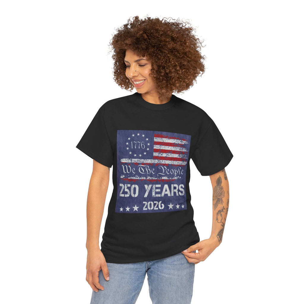 T-Shirt — Vintage 'We The People 250 Years 2026' Patriotic American Flag Tee