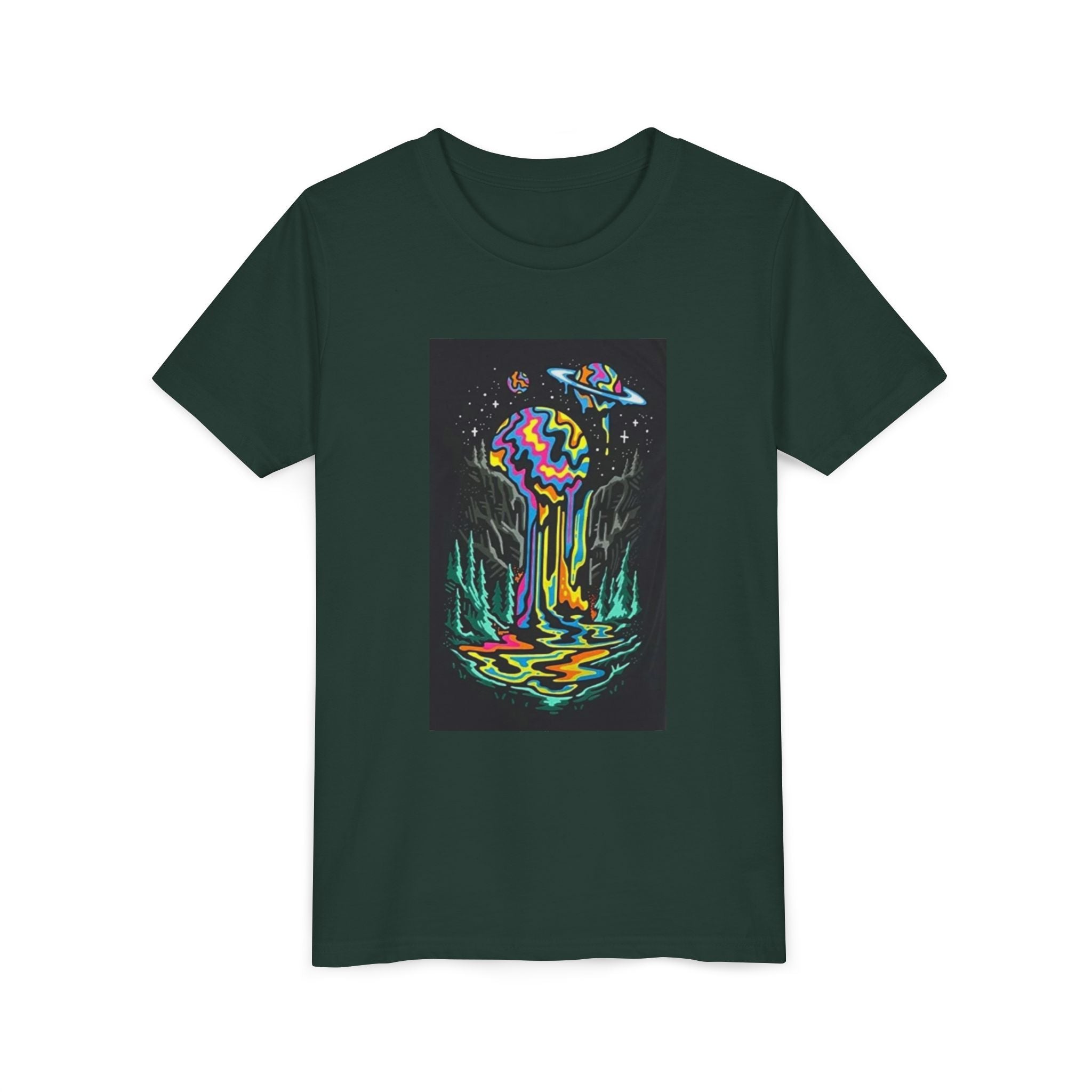Youth Tee — Neon Drip Planet Space Graphic