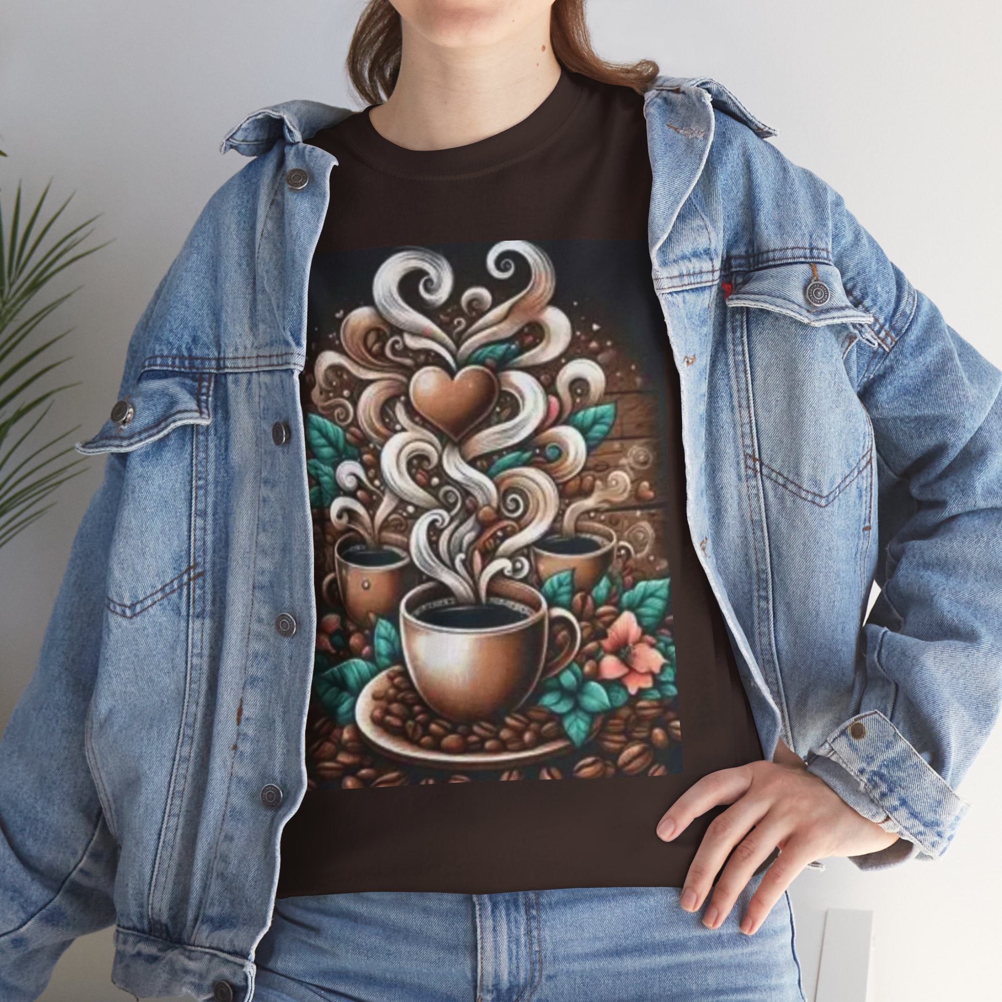 Coffee Cup T-Shirt — Whimsical Steaming Heart Coffee Design