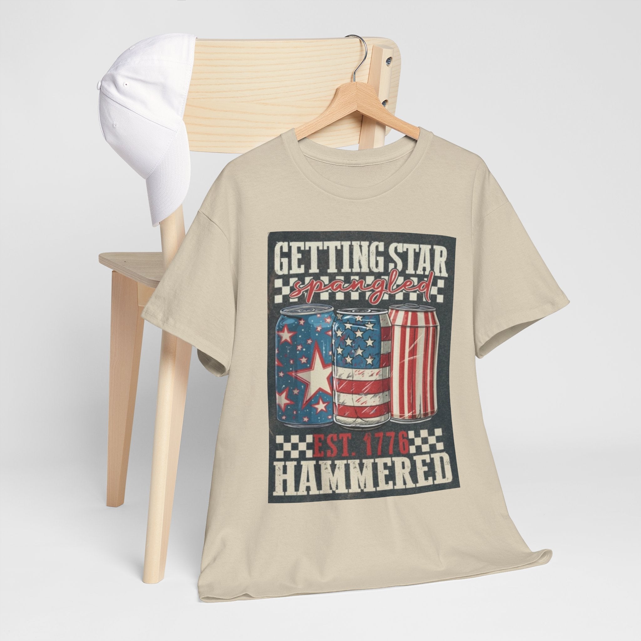 Getting Star Hammered Tee — Patriotic 4th of July Beer Can T-Shirt (Est. 1776)