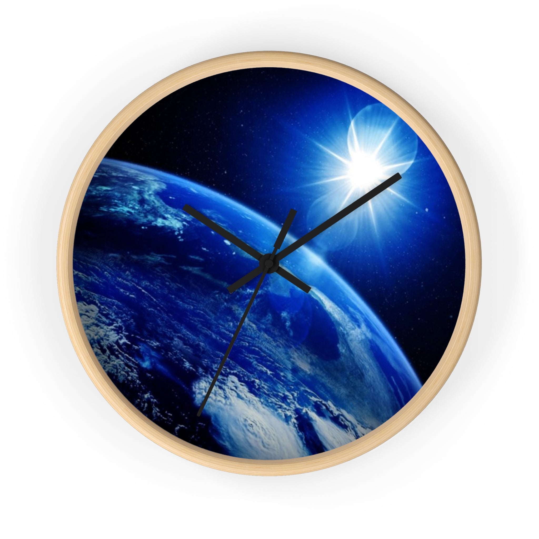 Solar Sunrise Earth Wall Clock — Blue Space Orbit Décor