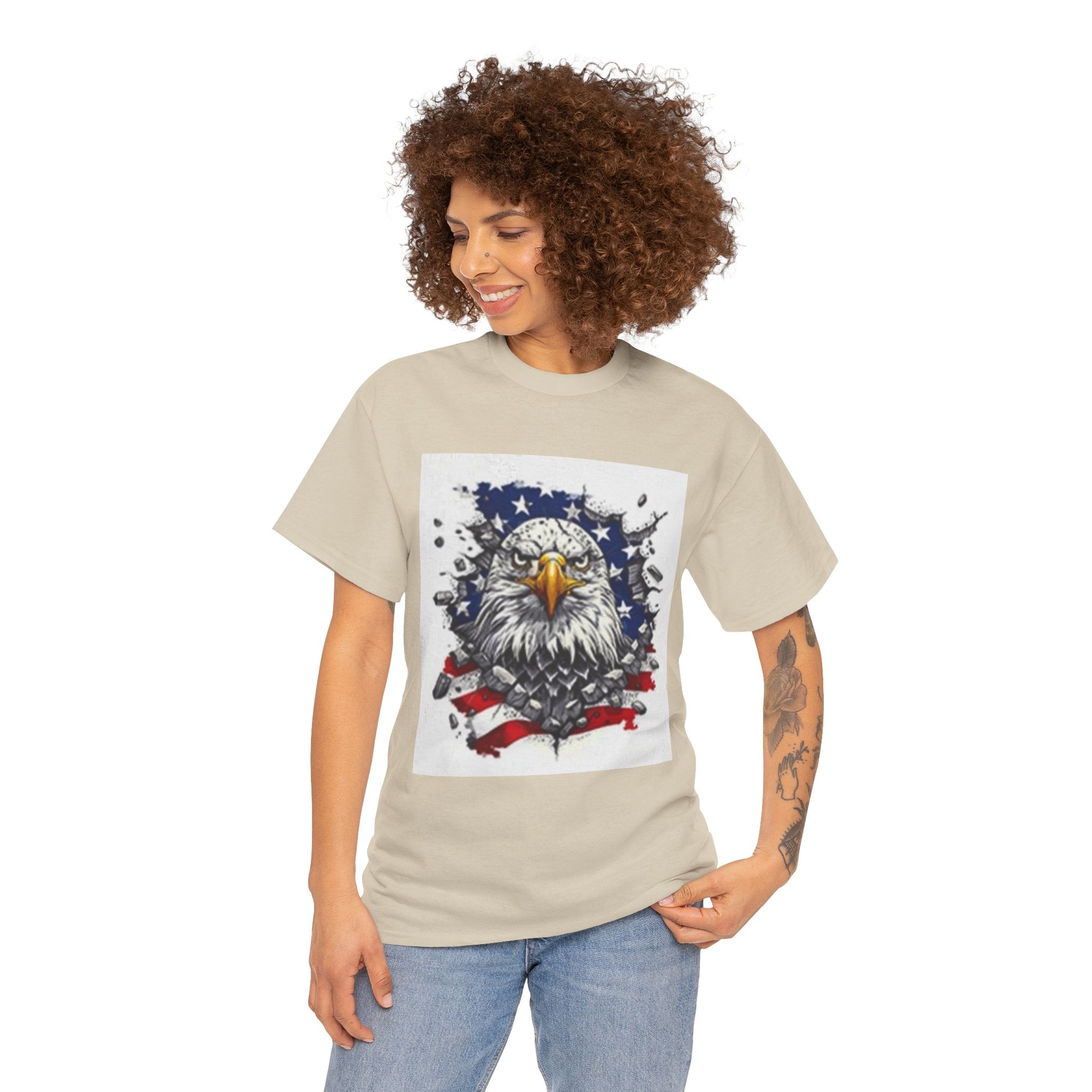 Eagle American Flag T-Shirt — Patriotic Bald Eagle Graphic Tee for 4th of July