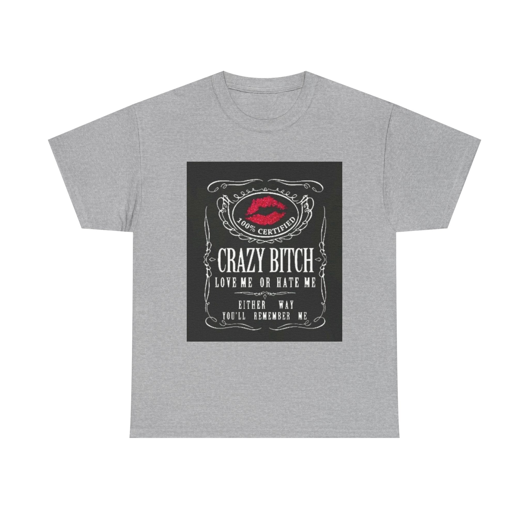 Crazy Bitch Graphic Tee – 'Love Me or Hate Me' Retro Lip Print