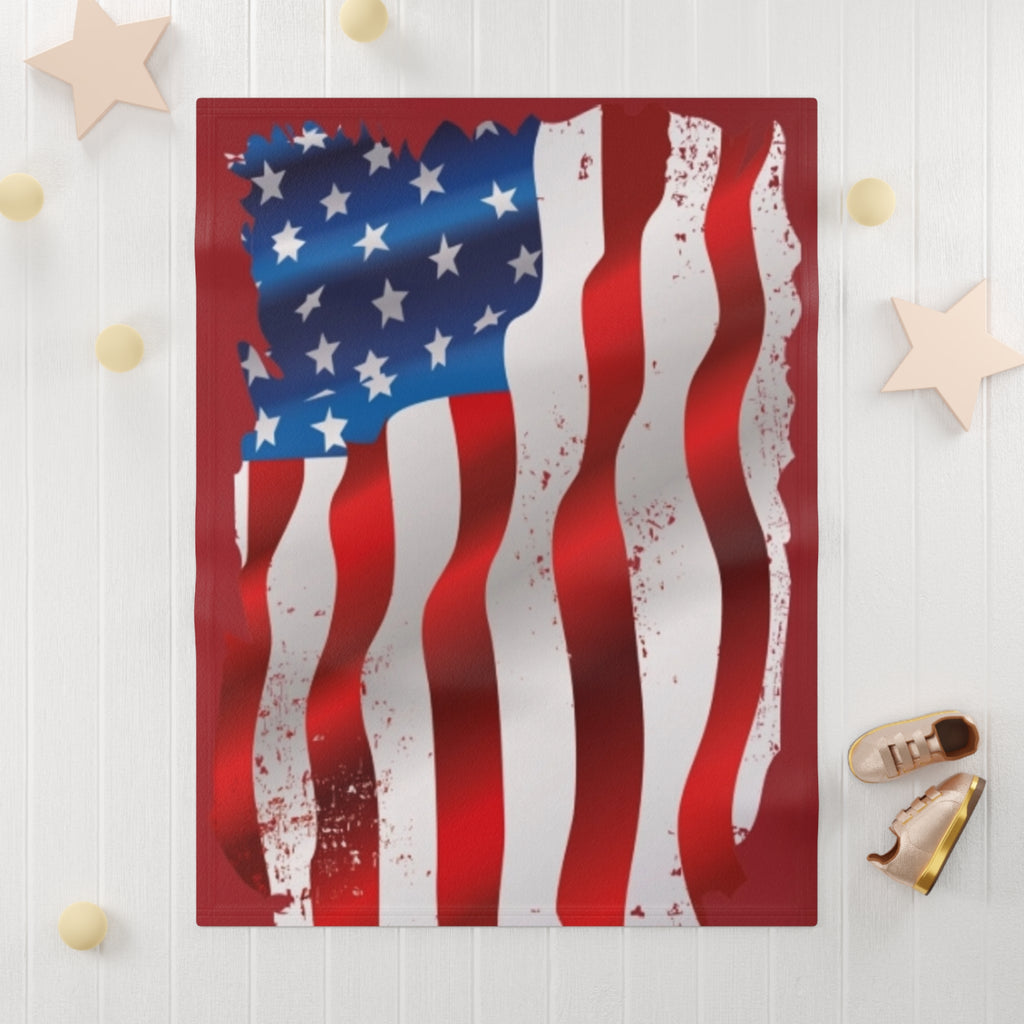 American Flag Baby Blanket - Soft Fleece Patriotic Nursery Throw