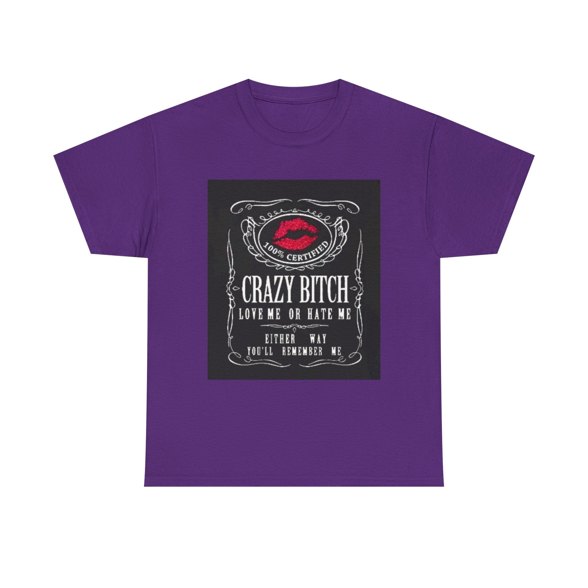 Crazy Bitch Graphic Tee – 'Love Me or Hate Me' Retro Lip Print
