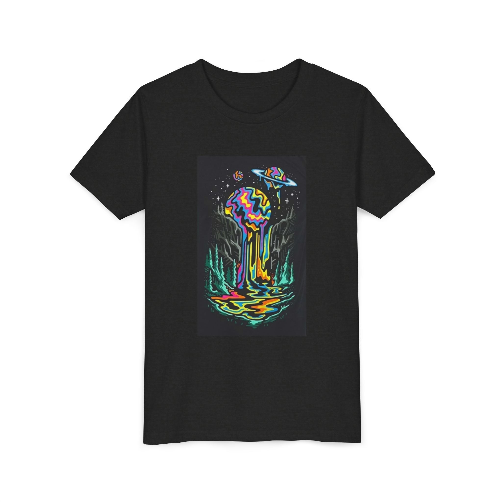 Youth Tee — Neon Drip Planet Space Graphic