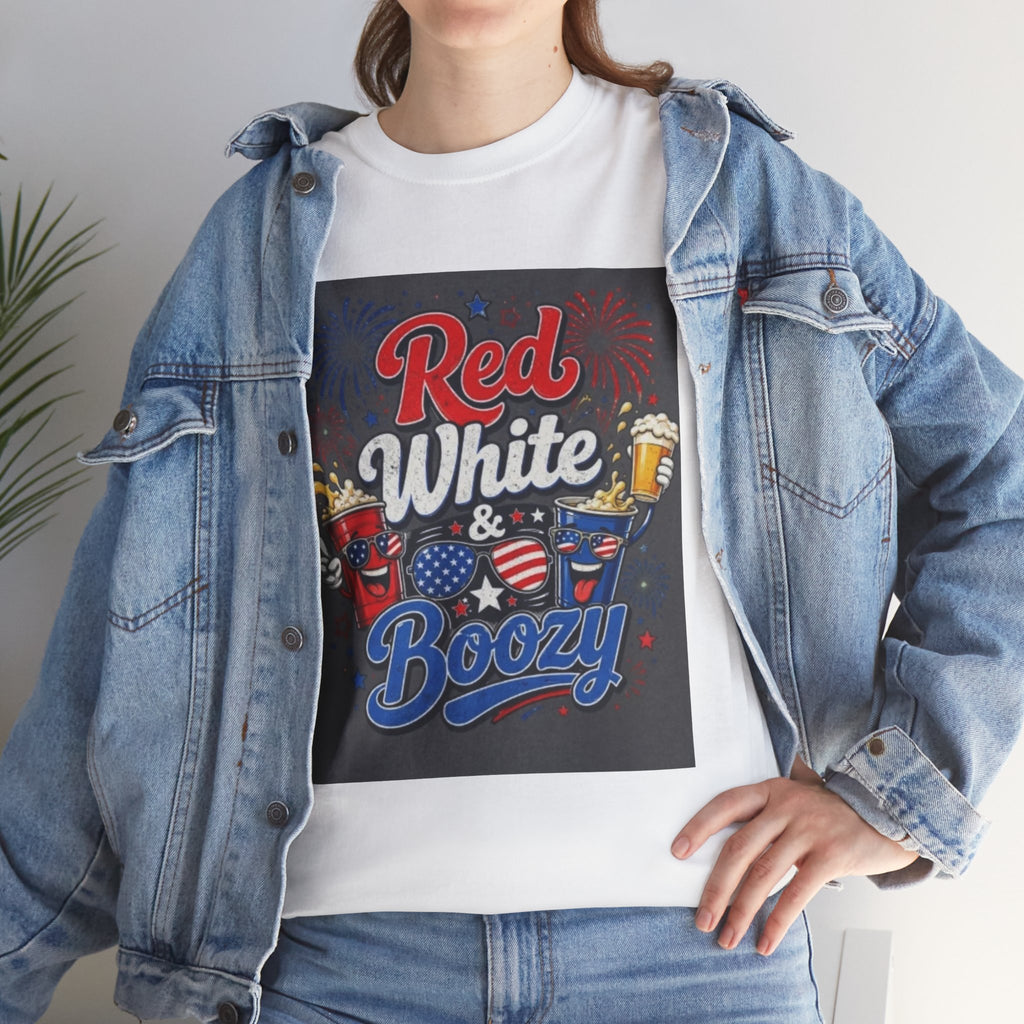 Red White & Boozy T-Shirt – Patriotic 4th of July Party Tee