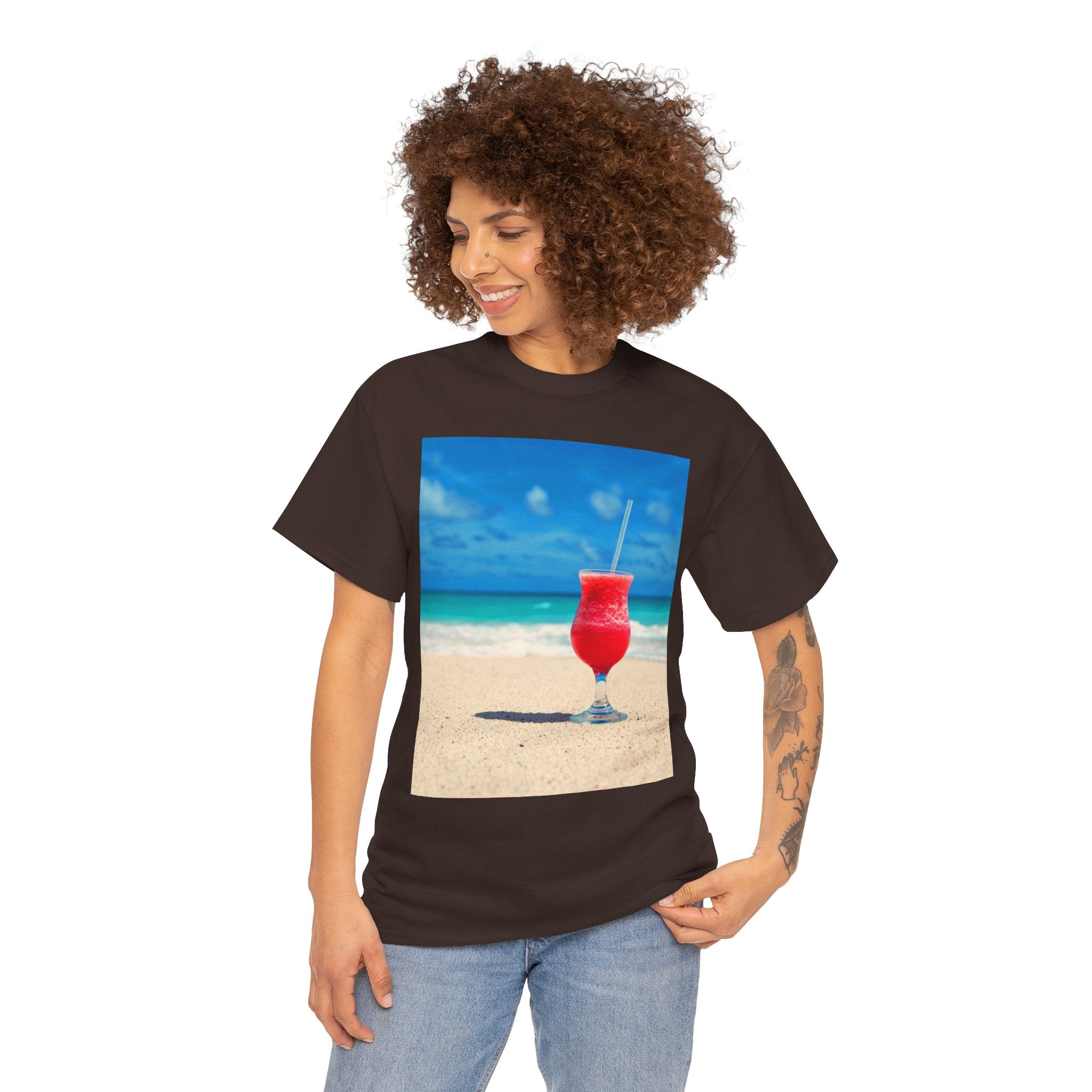 Tropical Beach Cocktail Graphic Tee (Summer Vacation Drink)