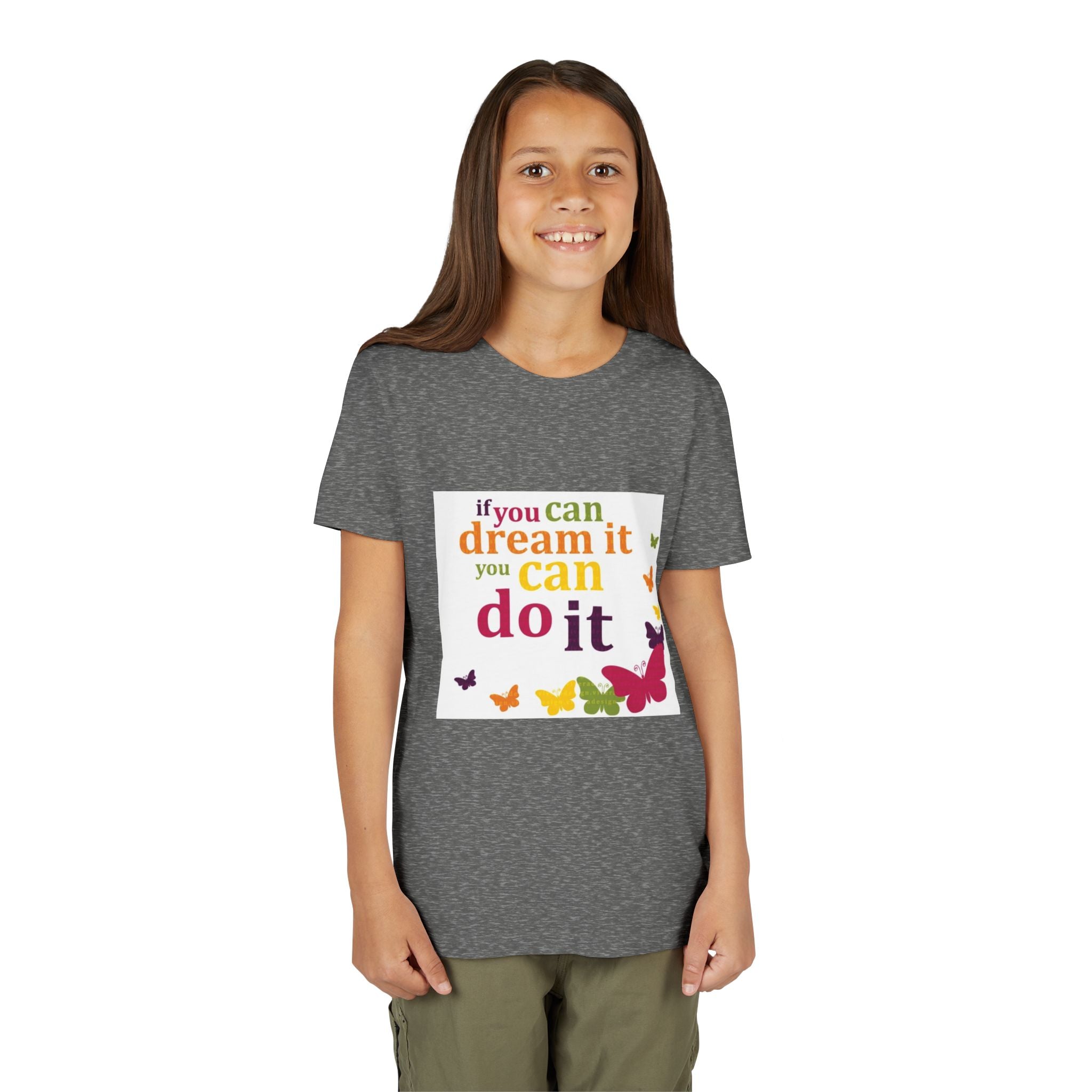 Youth Tee – "If You Can Dream It You Can Do It" Colorful Butterfly Inspirational Shirt