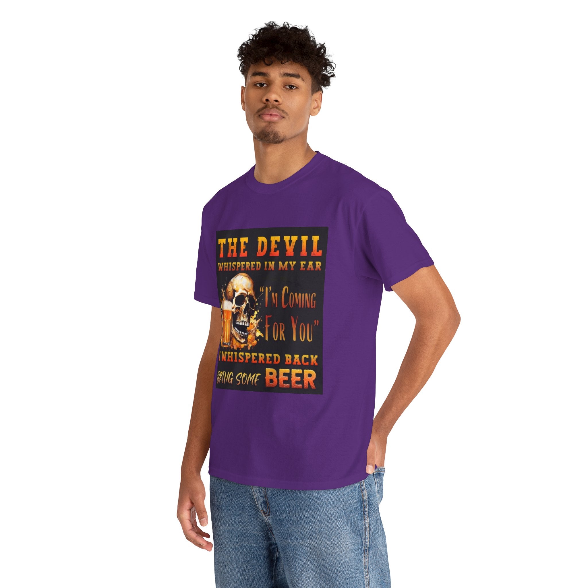 Devil Whispered T-Shirt — “I’m Coming For You” Skull Beer Graphic Tee