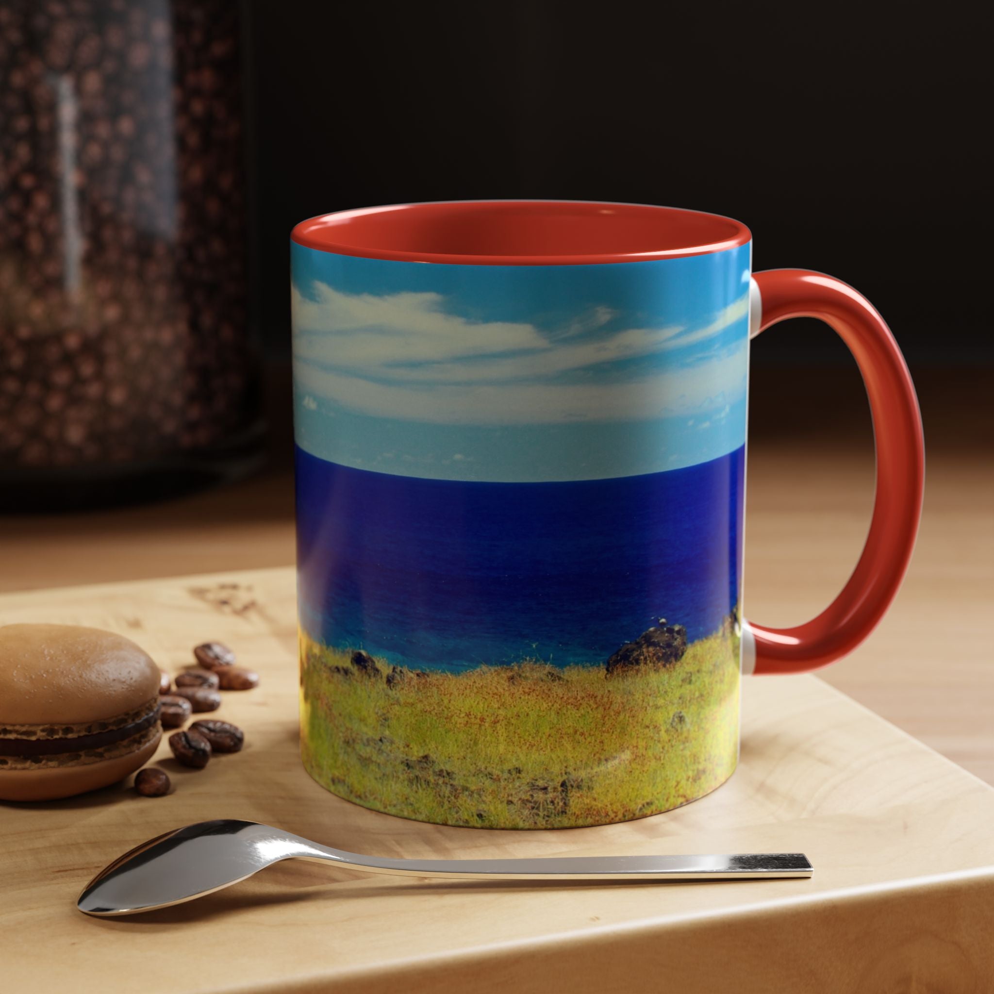 Coastal Landscape Accent Coffee Mug – Ocean View Beach Scene (11/15oz)