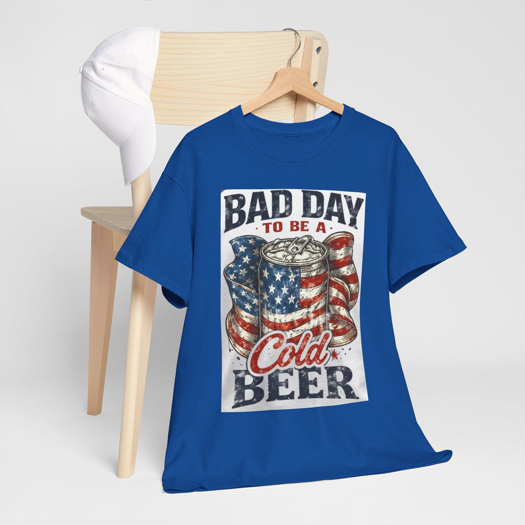 Bad Day to Be a Cold Beer T-Shirt — American Flag Beer Can Graphic Tee