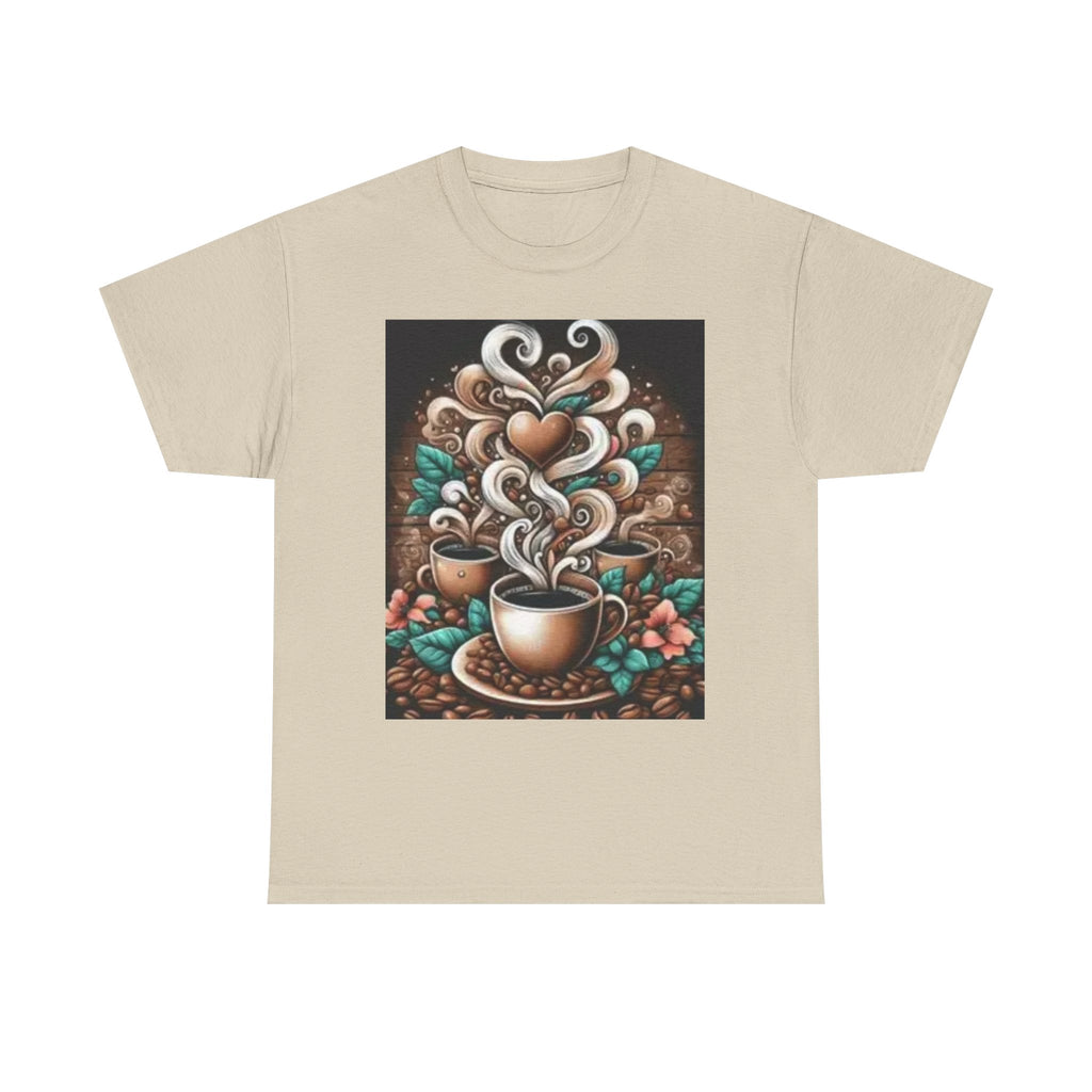 Coffee Cup T-Shirt — Whimsical Steaming Heart Coffee Design
