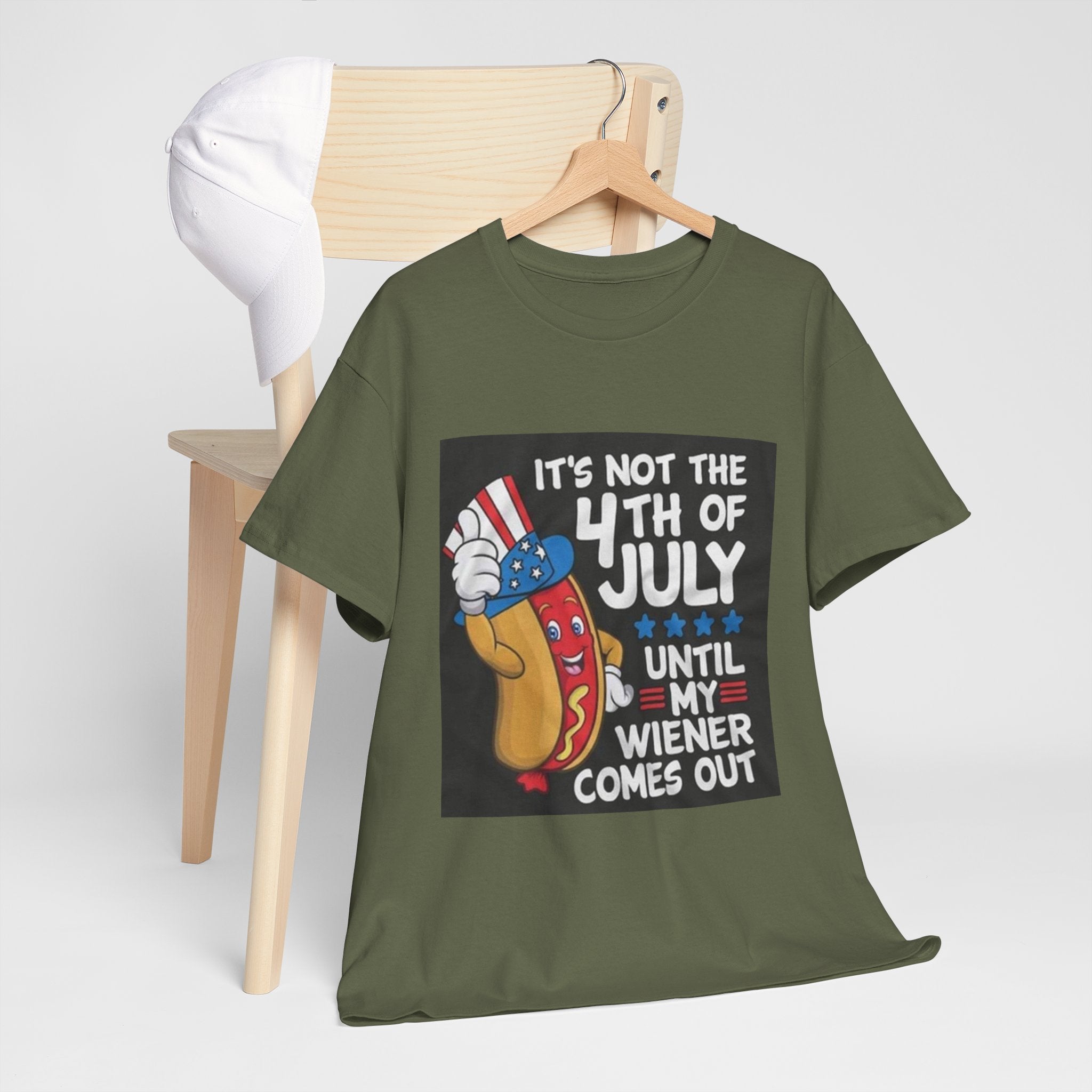 4th of July Funny Hot Dog T-Shirt — "It's Not the 4th of July Until My Wiener Comes Out"