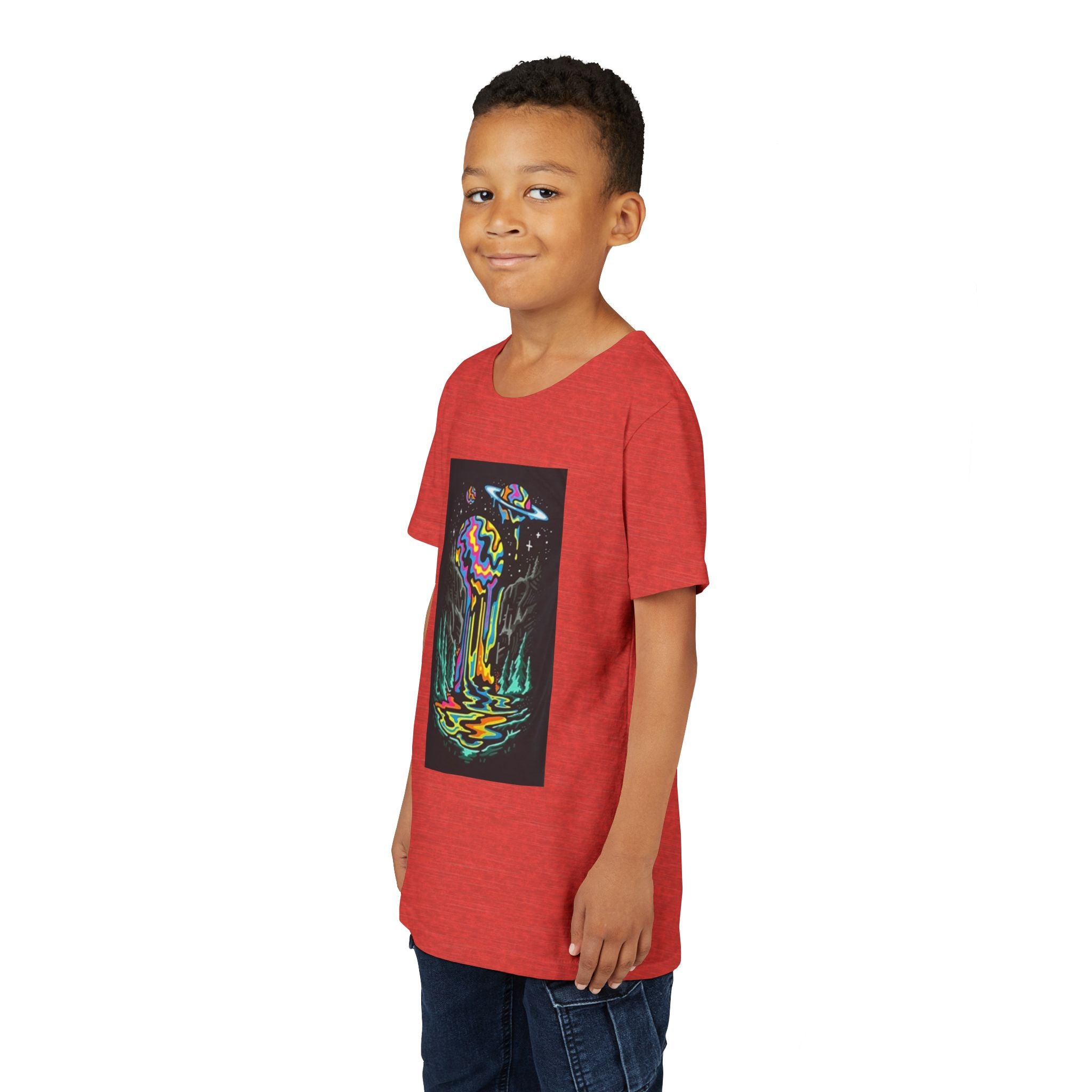 Youth Tee — Neon Drip Planet Space Graphic