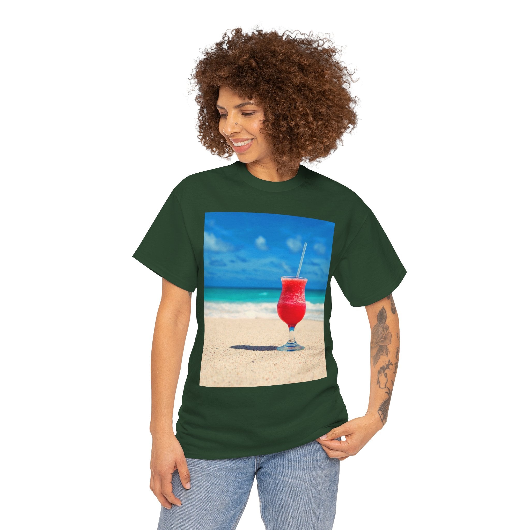 Tropical Beach Cocktail Graphic Tee (Summer Vacation Drink)
