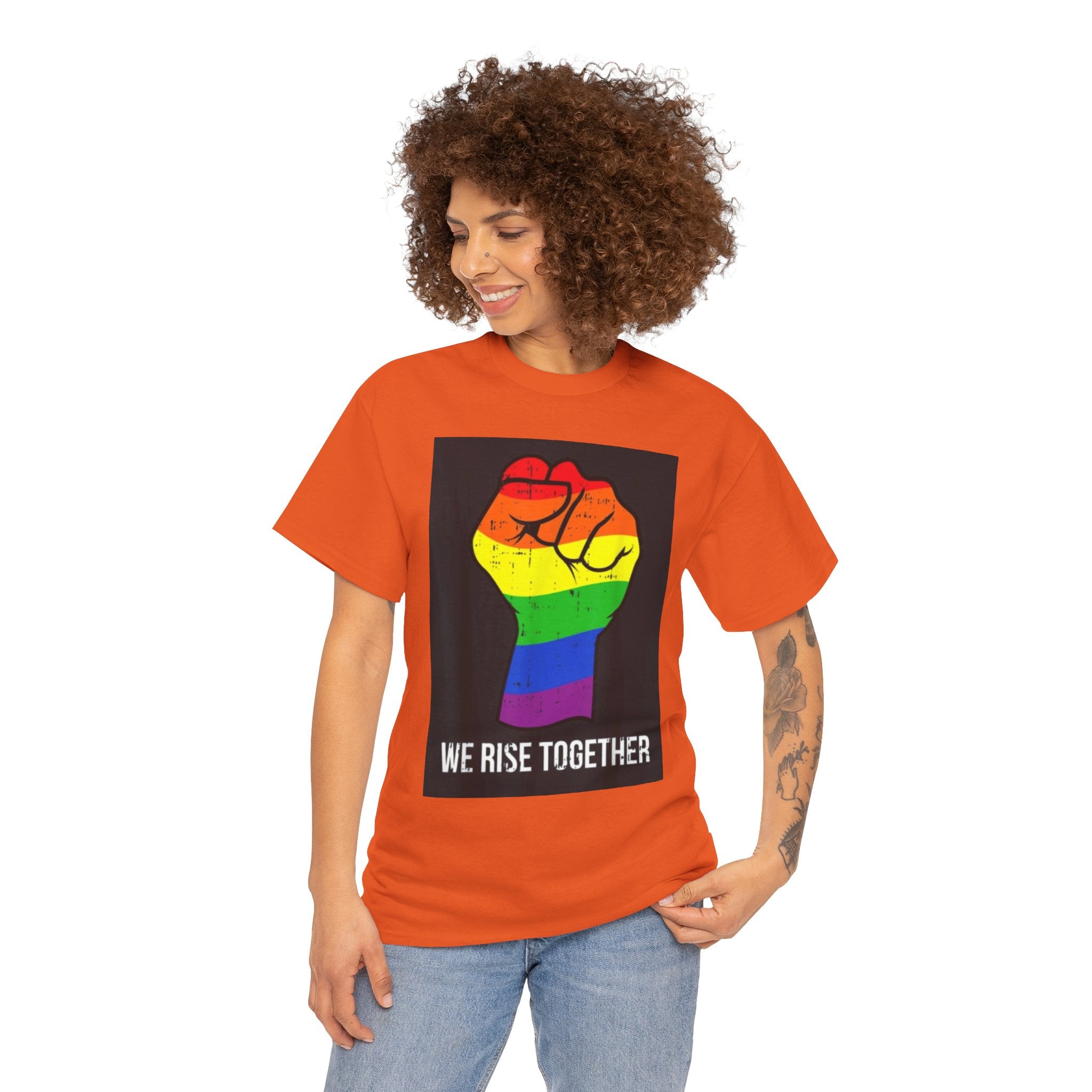 We Rise Together Rainbow Fist T-Shirt