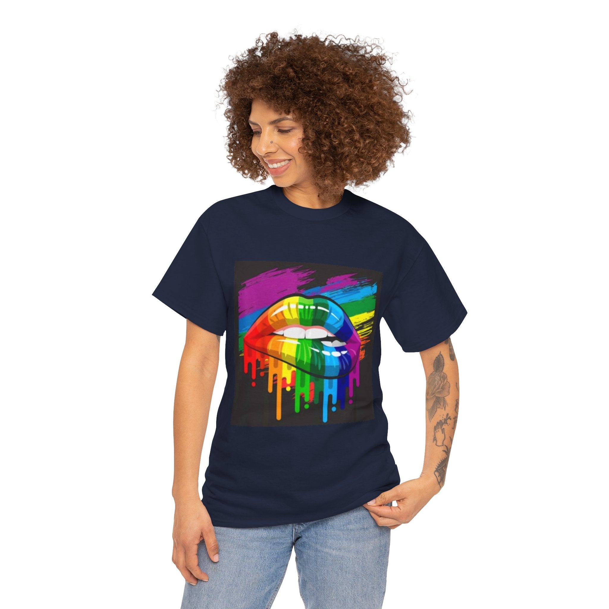 T-Shirt — Rainbow Drip Lips Pride Graphic Tee