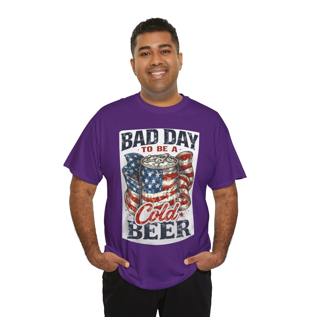 Bad Day to Be a Cold Beer T-Shirt — American Flag Beer Can Graphic Tee
