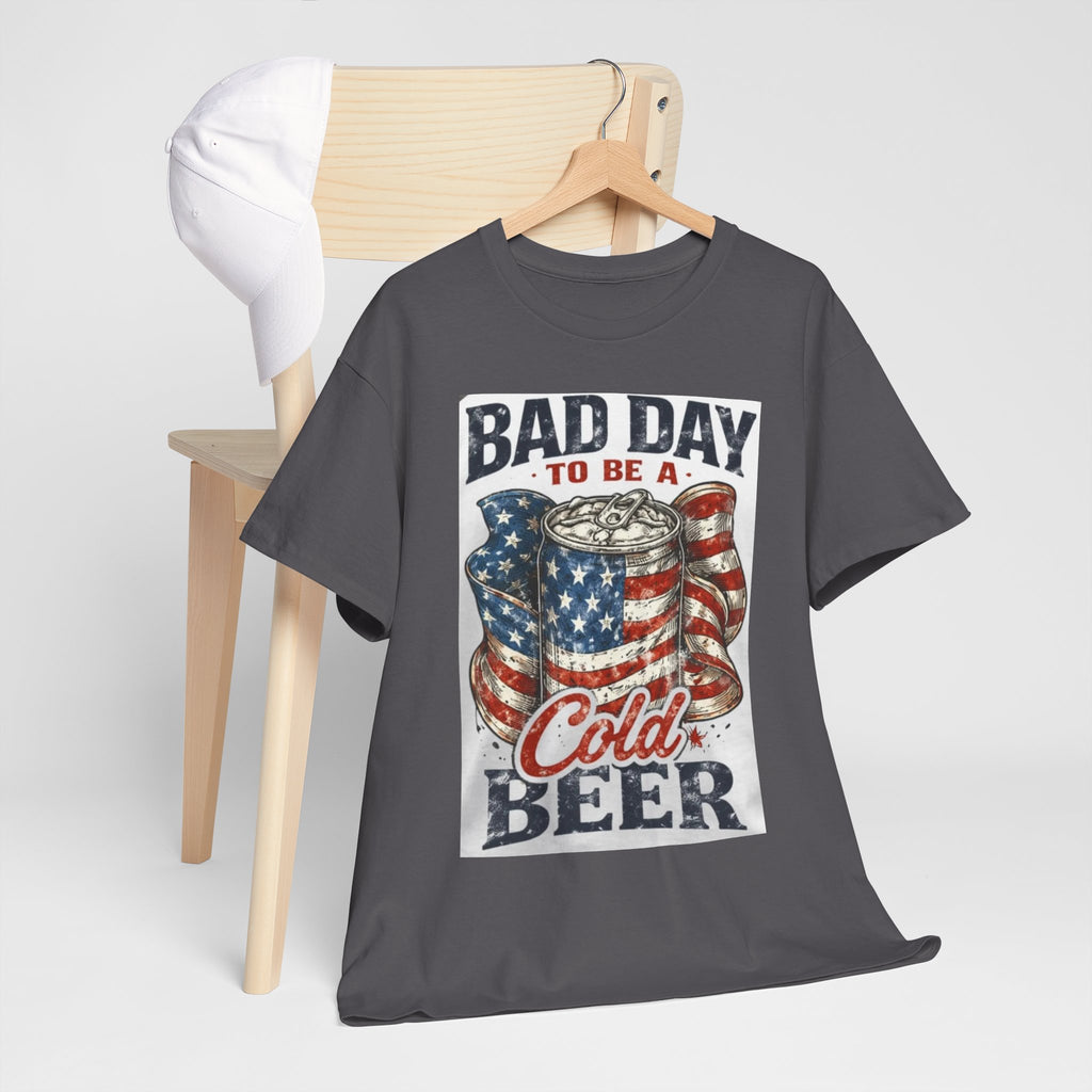 Bad Day to Be a Cold Beer T-Shirt — American Flag Beer Can Graphic Tee