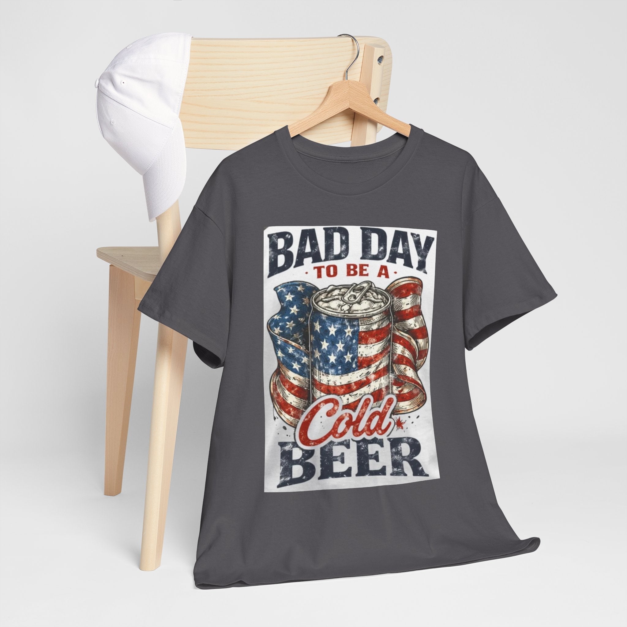 Bad Day to Be a Cold Beer T-Shirt — American Flag Beer Can Graphic Tee