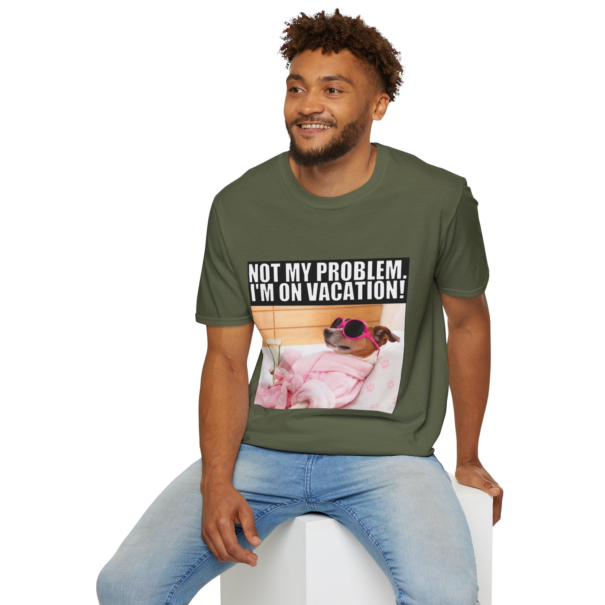 Vacation Vibes T-Shirt — "Not My Problem, I'm On Vacation" Relaxed Dog Graphic Tee